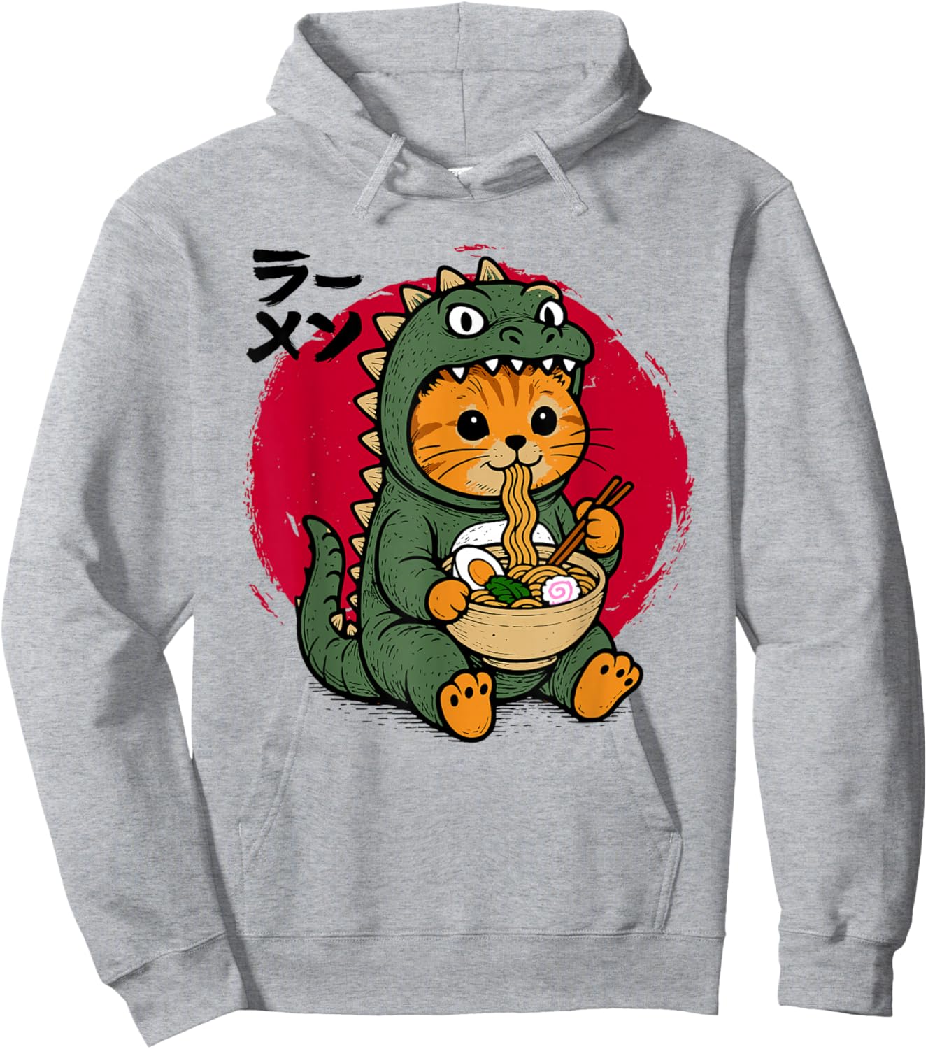 Funny Kaiju Cat Ramen Noodles Kawaii Japanese Anime Graphic Hoodie - Hoodie | Ash