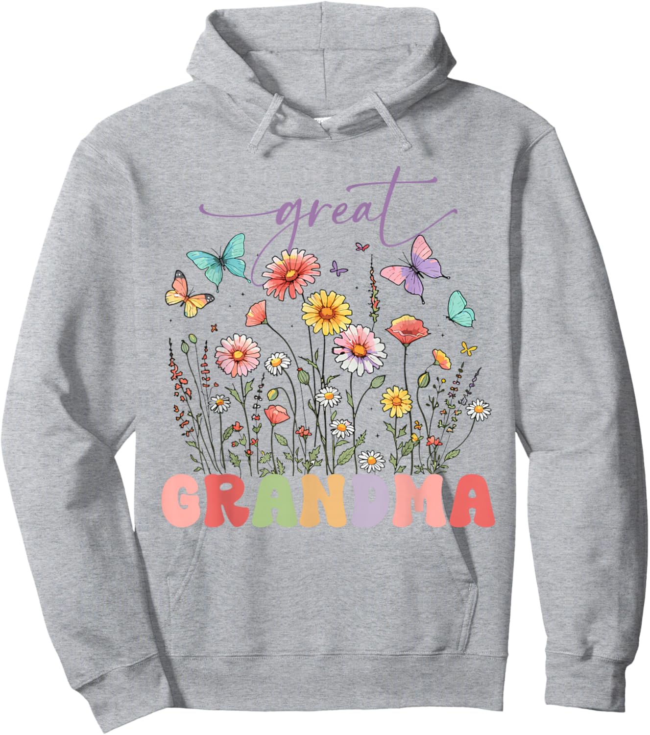Wildflowers Great Grandma Floral Mother's Day Great Grandma Hoodie - Hoodie | Ash