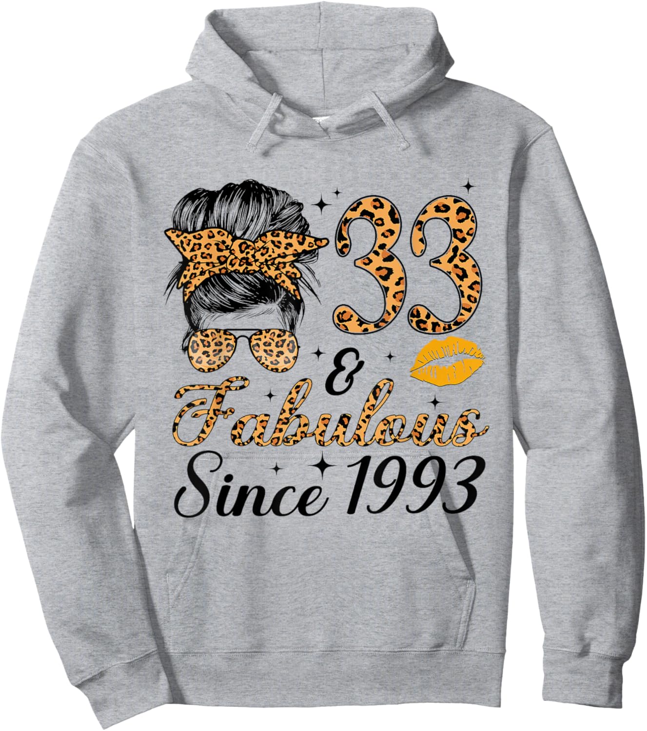 33 and Fabulous Since 1993 33rd Messy Bun Birthday Hoodie - Hoodie | Ash