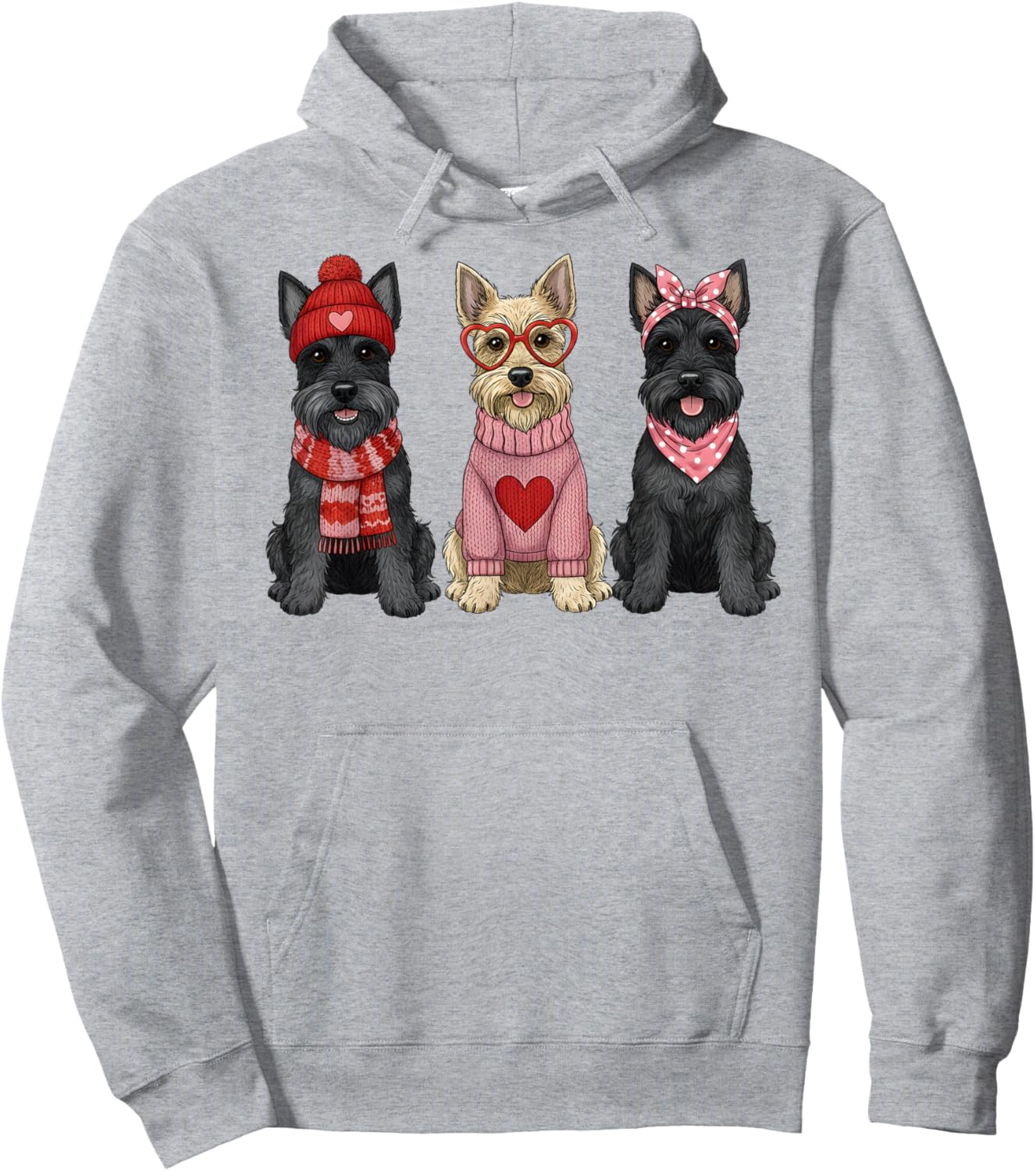 Cute Scottish Terrier Valentine Scottie Dog Hoodie - Hoodie | Ash
