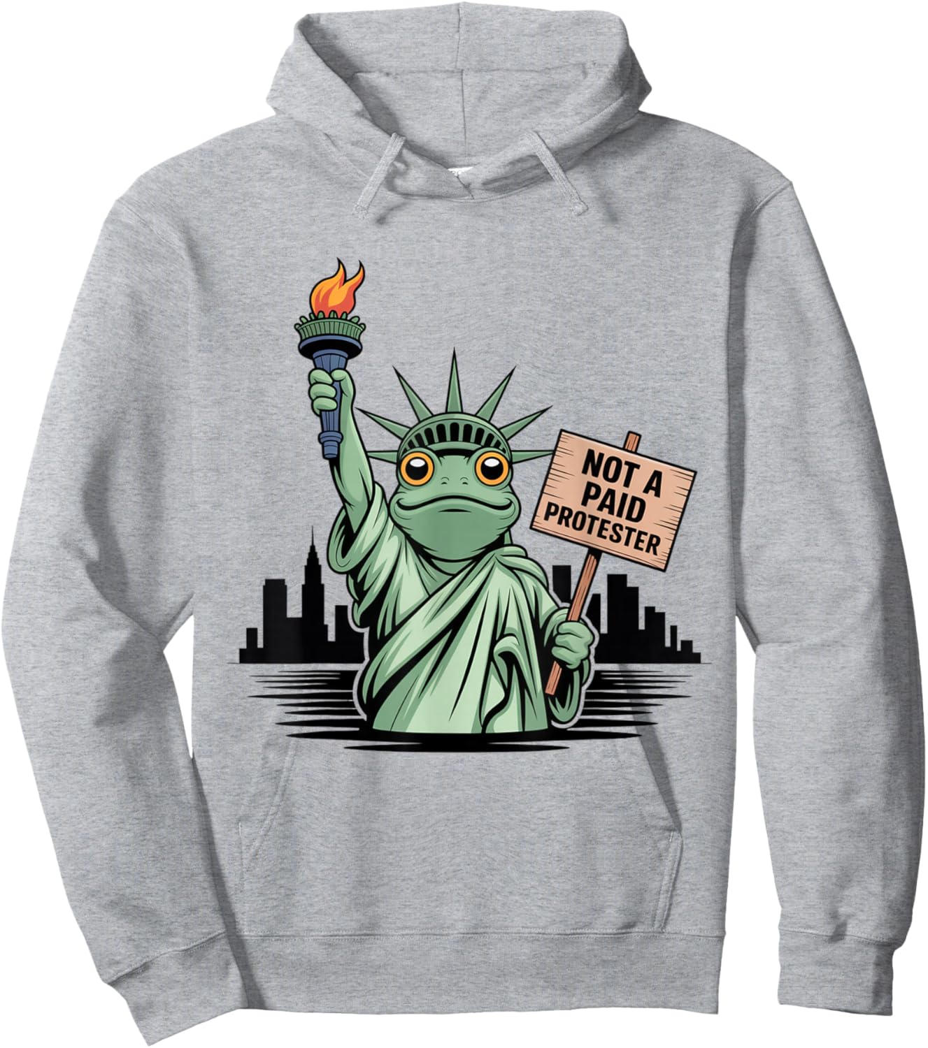 Statue of Ribbity Frog Protest Not A Paid Protester Resist Hoodie - Hoodie | Ash