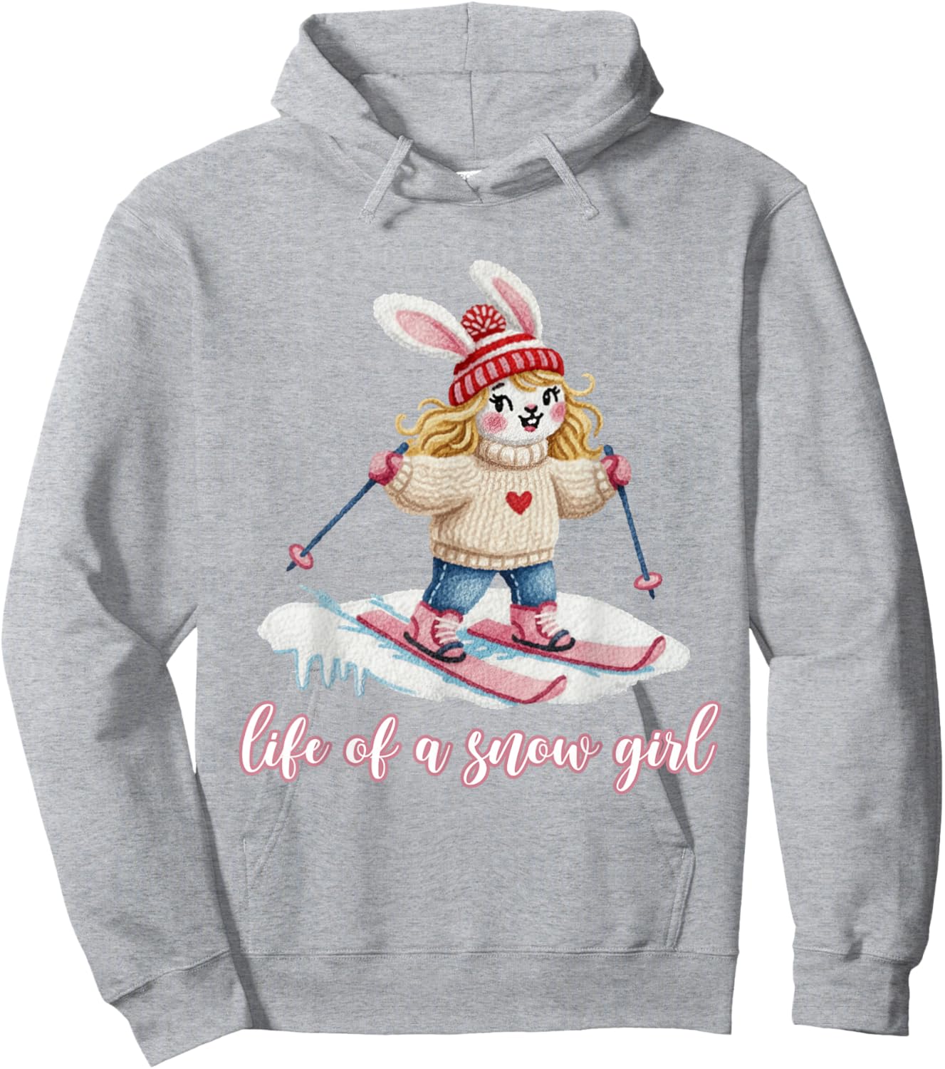 Cute Snow Bunny Life of a Snow Girl Ski Skier Winter Skiing Hoodie - Hoodie | Ash
