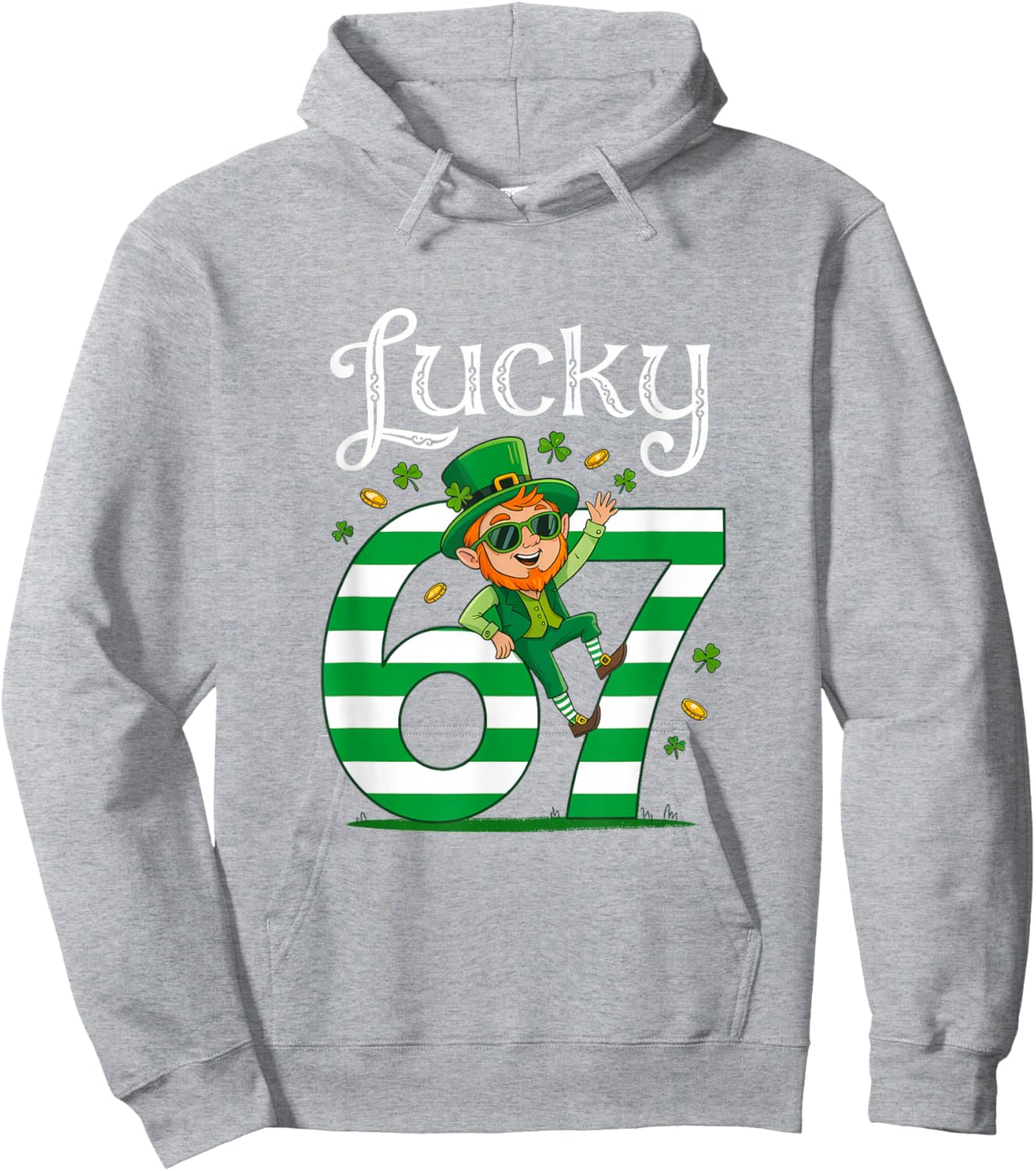 Lucky 67 St Patricks Day Leprechaun 6 7 Saint Patricks Boys Hoodie - Hoodie | Ash
