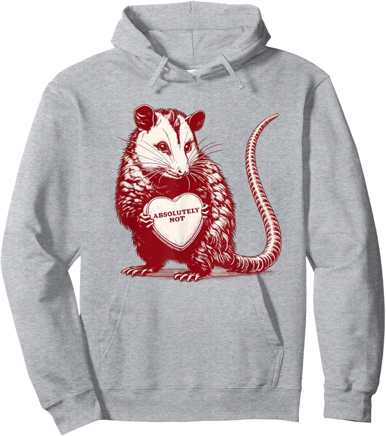 Absolutely Not Opossum Funny Valentine Animal Heart Hoodie - Hoodie | Ash