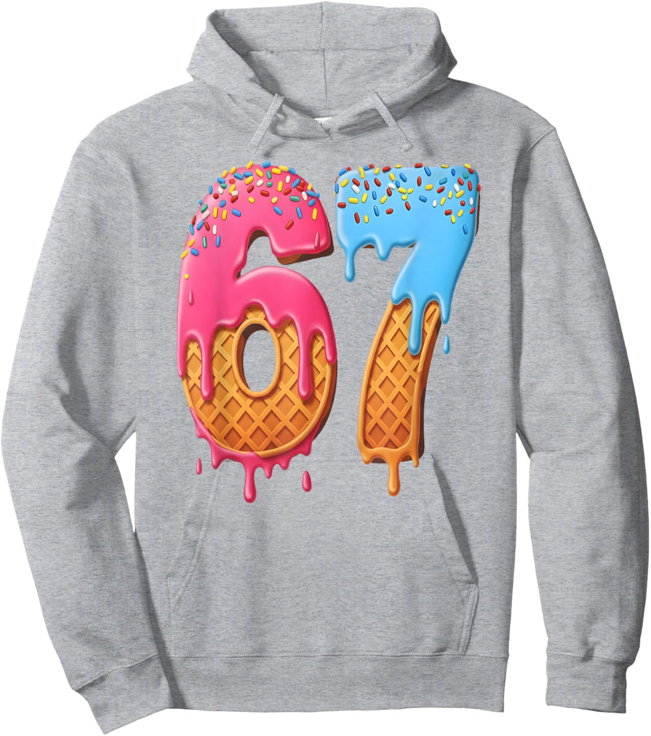67 Ice Cream Drip Meme Funny Six Seven Gen Alpha Slang Hoodie - Hoodie | Ash
