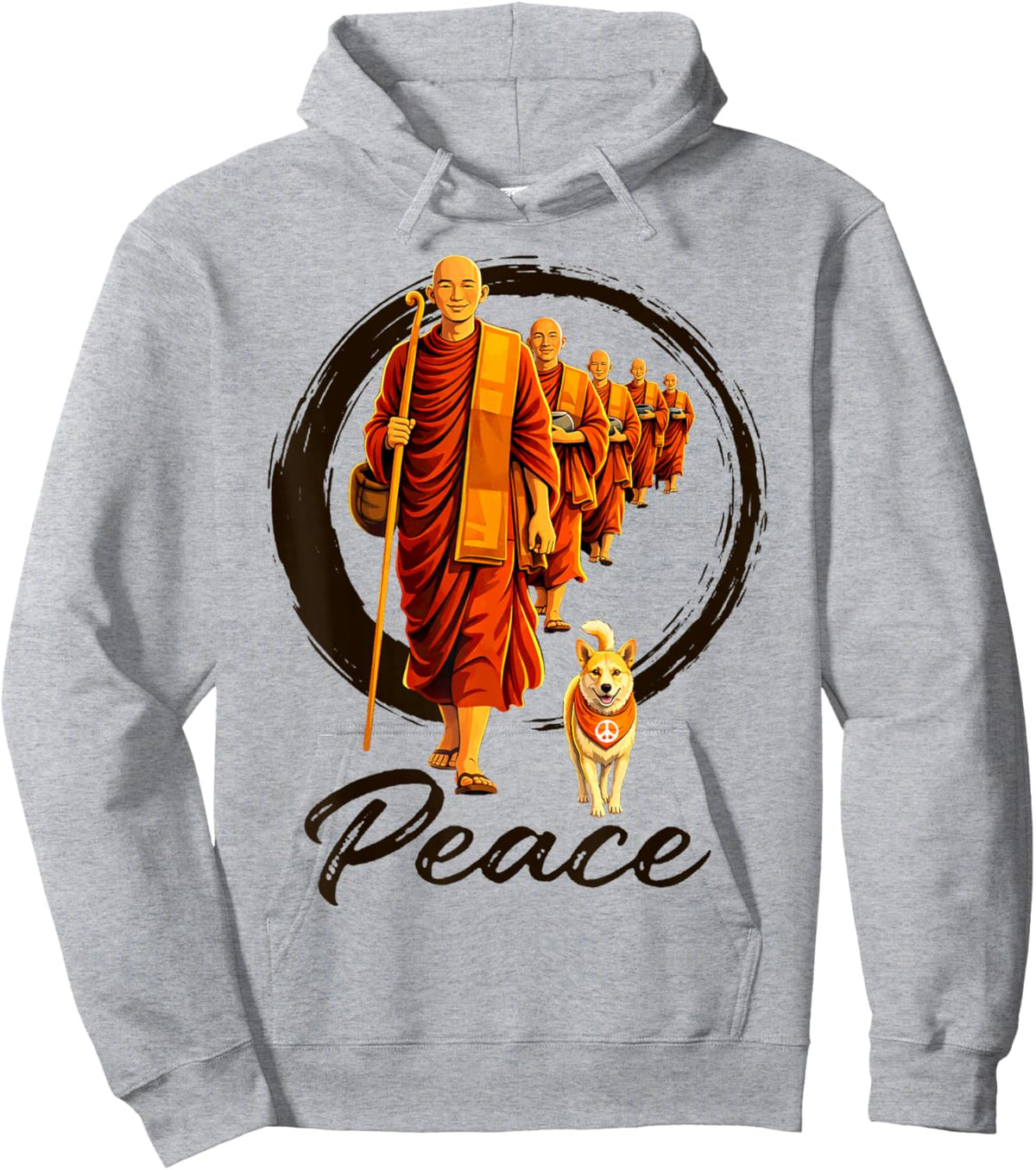 Peace Zen Walk for Peace Aloka Dog Mindful Buddhist Monks Hoodie - Hoodie | Ash