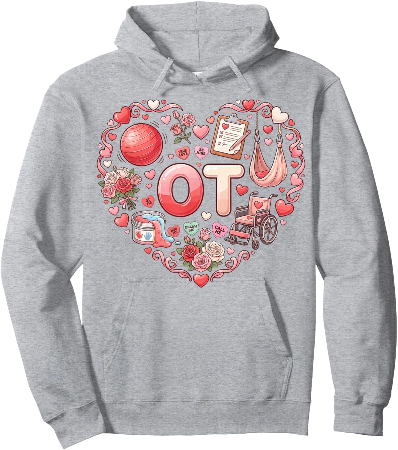 Groovy Occupational Therapy Valentines ot Conversation Heart Hoodie - Hoodie | Ash