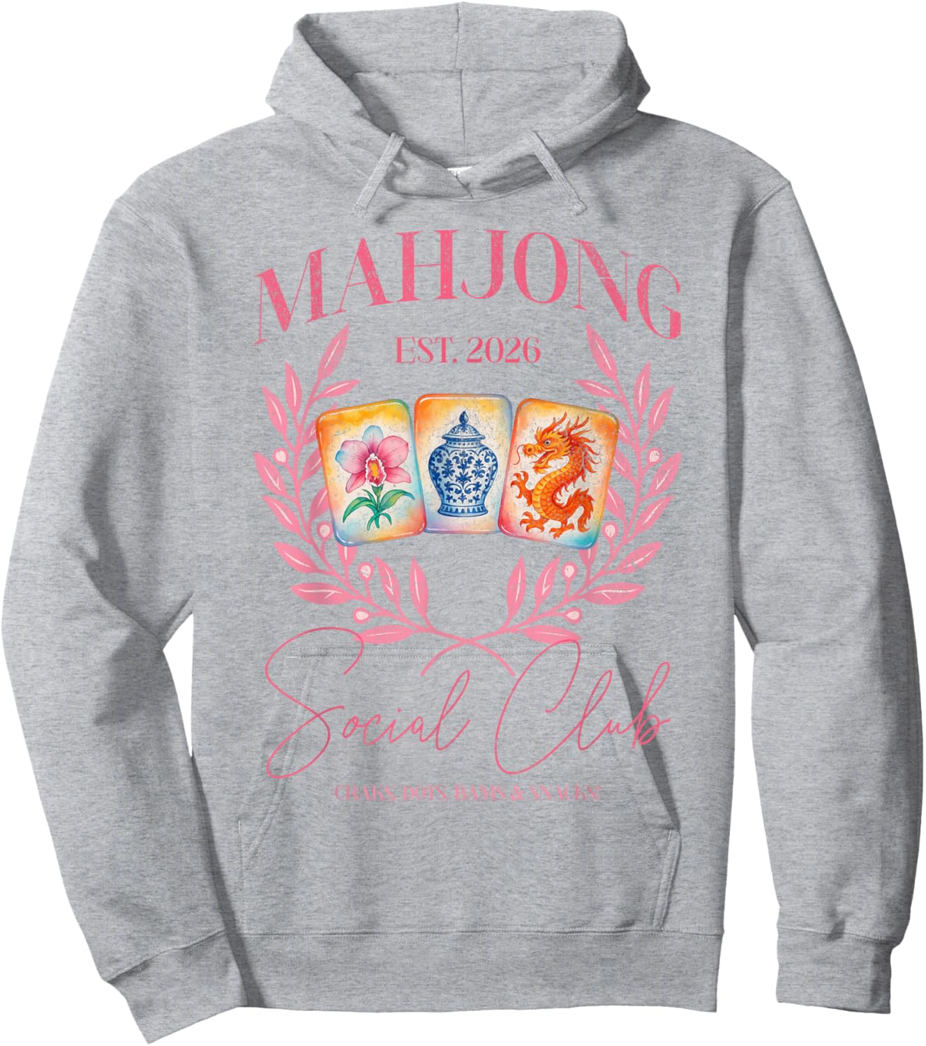 Mahjong Social Club 2026 Mahjong Love Playing Chinese Game Hoodie - Hoodie | Ash