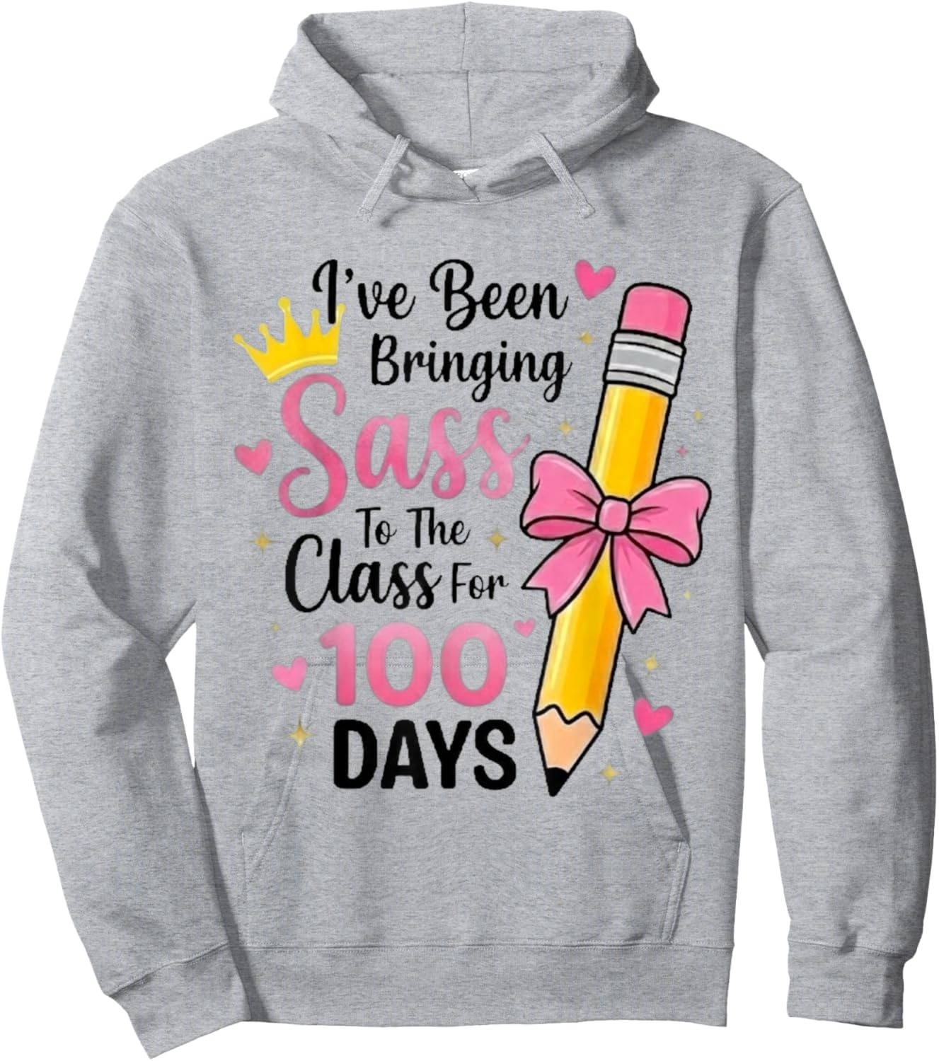 Bringing Sass to The Class for 100 Days of School Bow Girls Hoodie - Hoodie | Ash