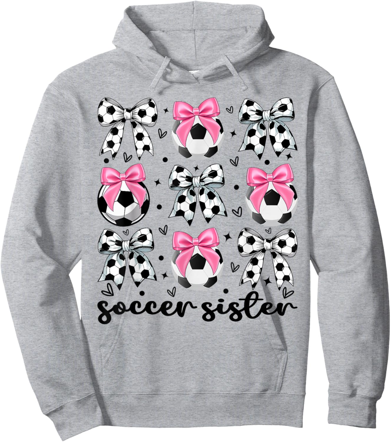 Toddler Sister Coquette Soccer Bow Cute Soccer Sister Hoodie - Hoodie | Ash