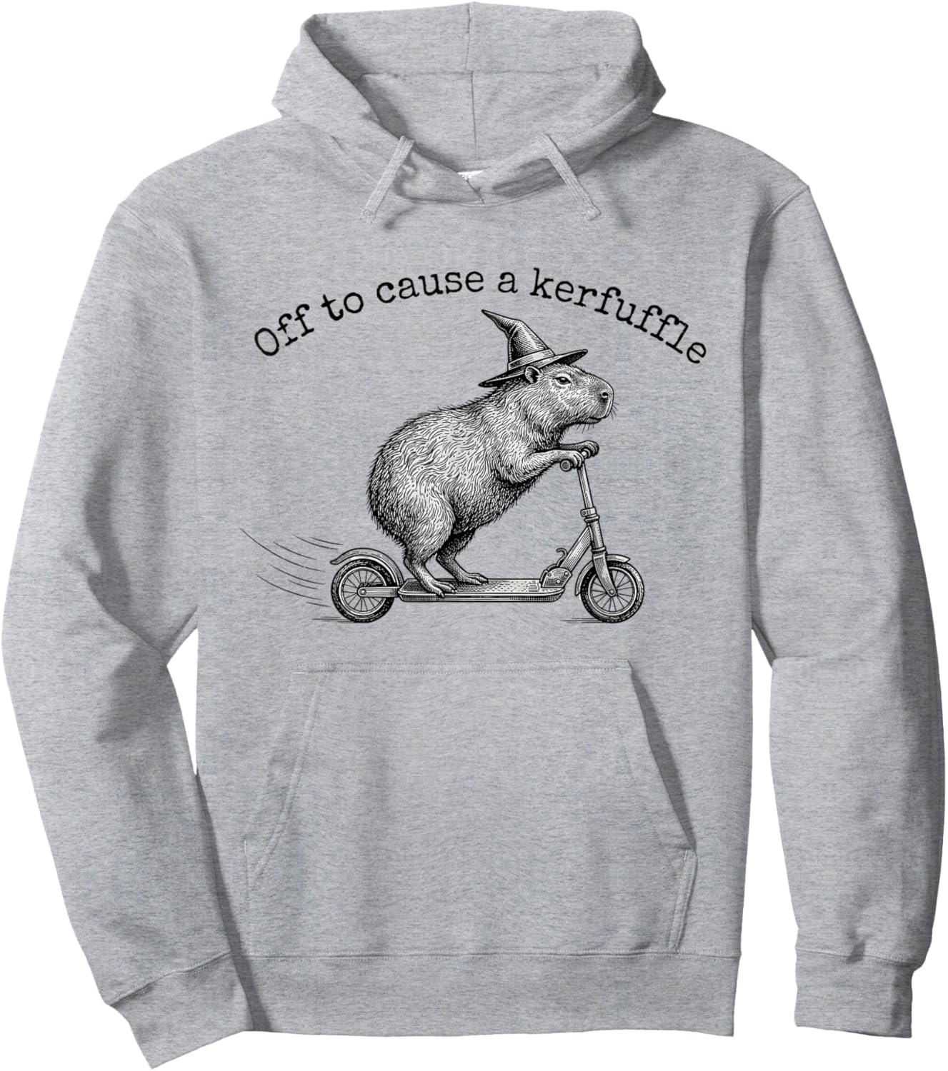 Off to Cause A Kerfuffle Funny Capybara Scooter Hoodie - Hoodie | Ash