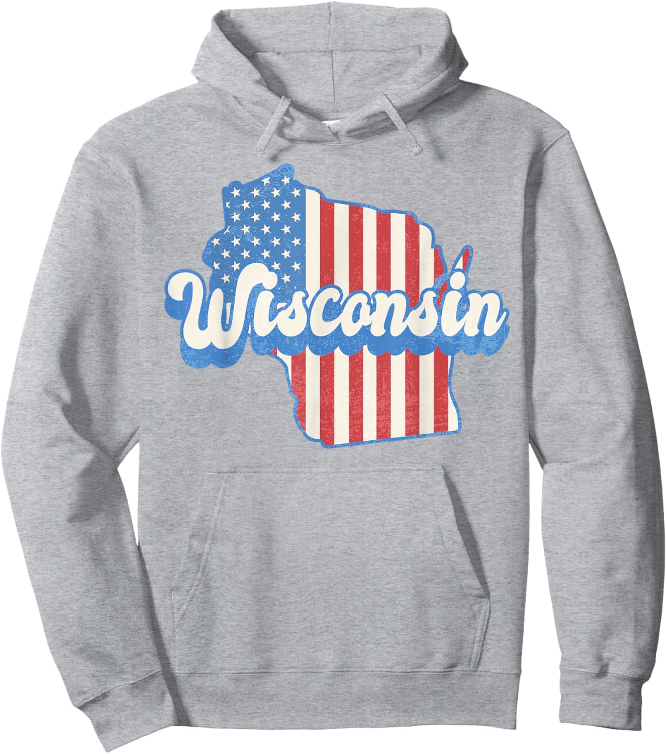 Wisconsin State Pride American Flag Hoodie - Hoodie | Ash