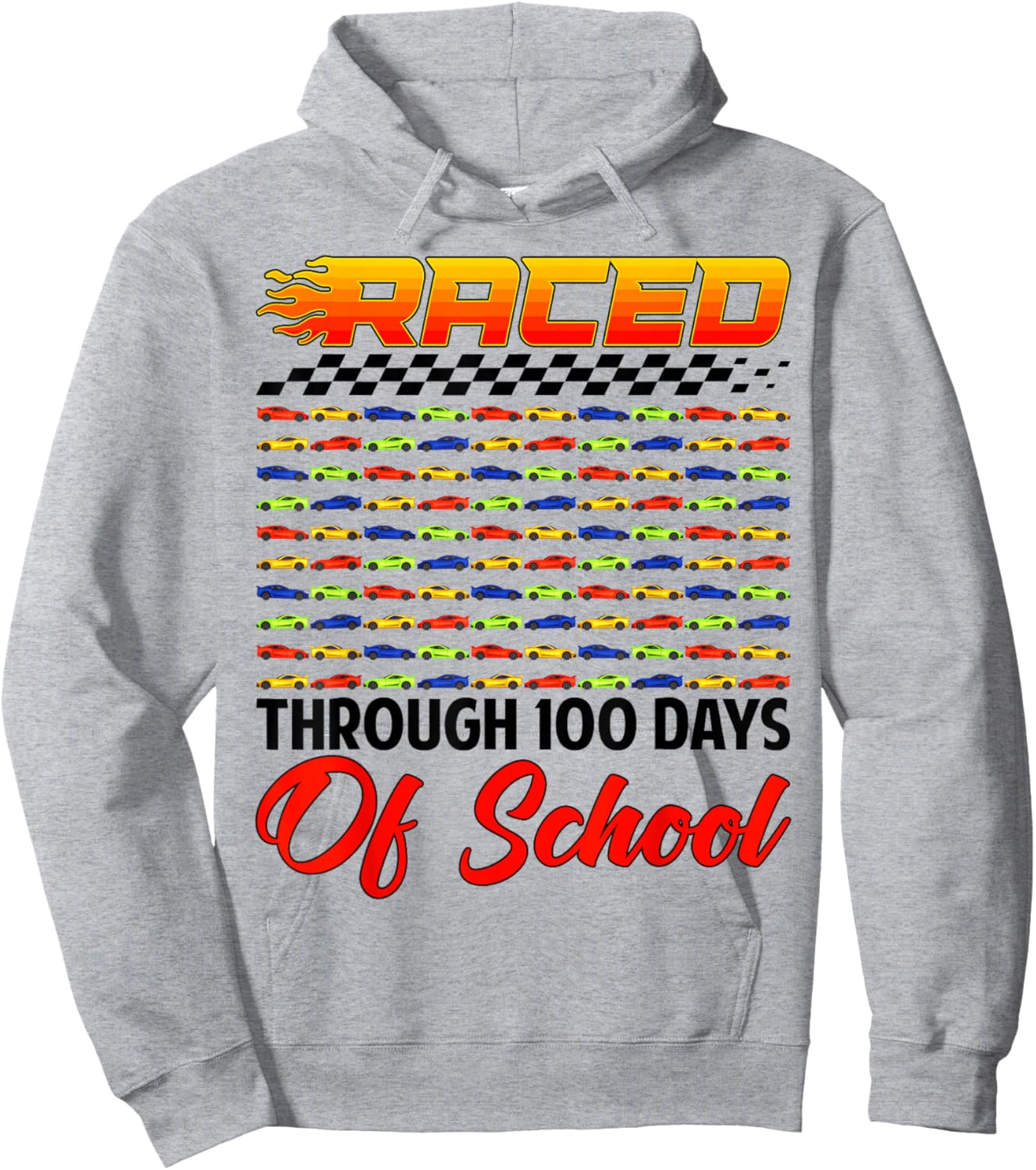 Raced Through 100 Days of School Racing Car Lovers Boys Men Hoodie - Hoodie | Ash