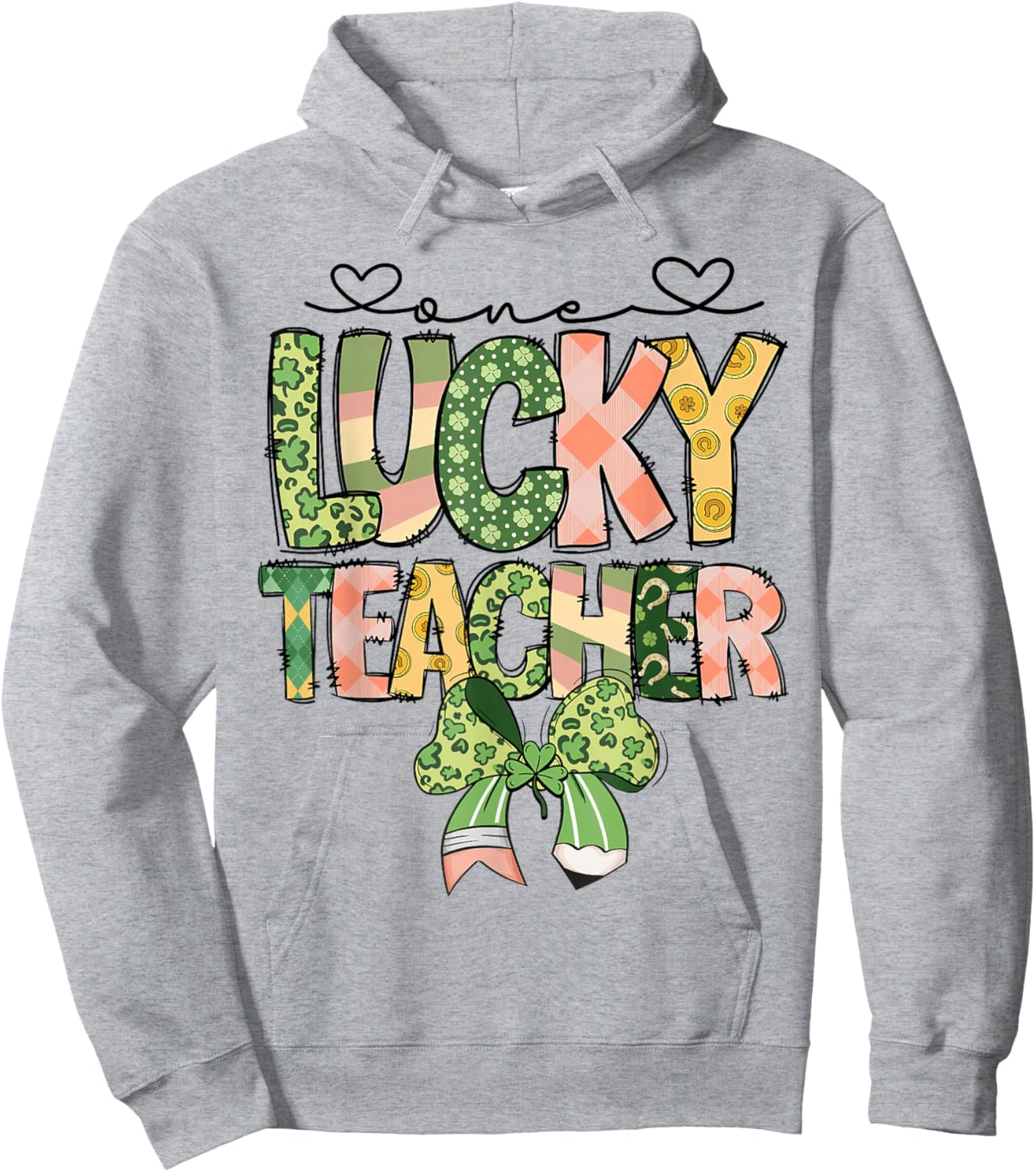 One Lucky Teacher St.Patrick's Day Shamrock Irish Ireland Hoodie - Hoodie | Ash