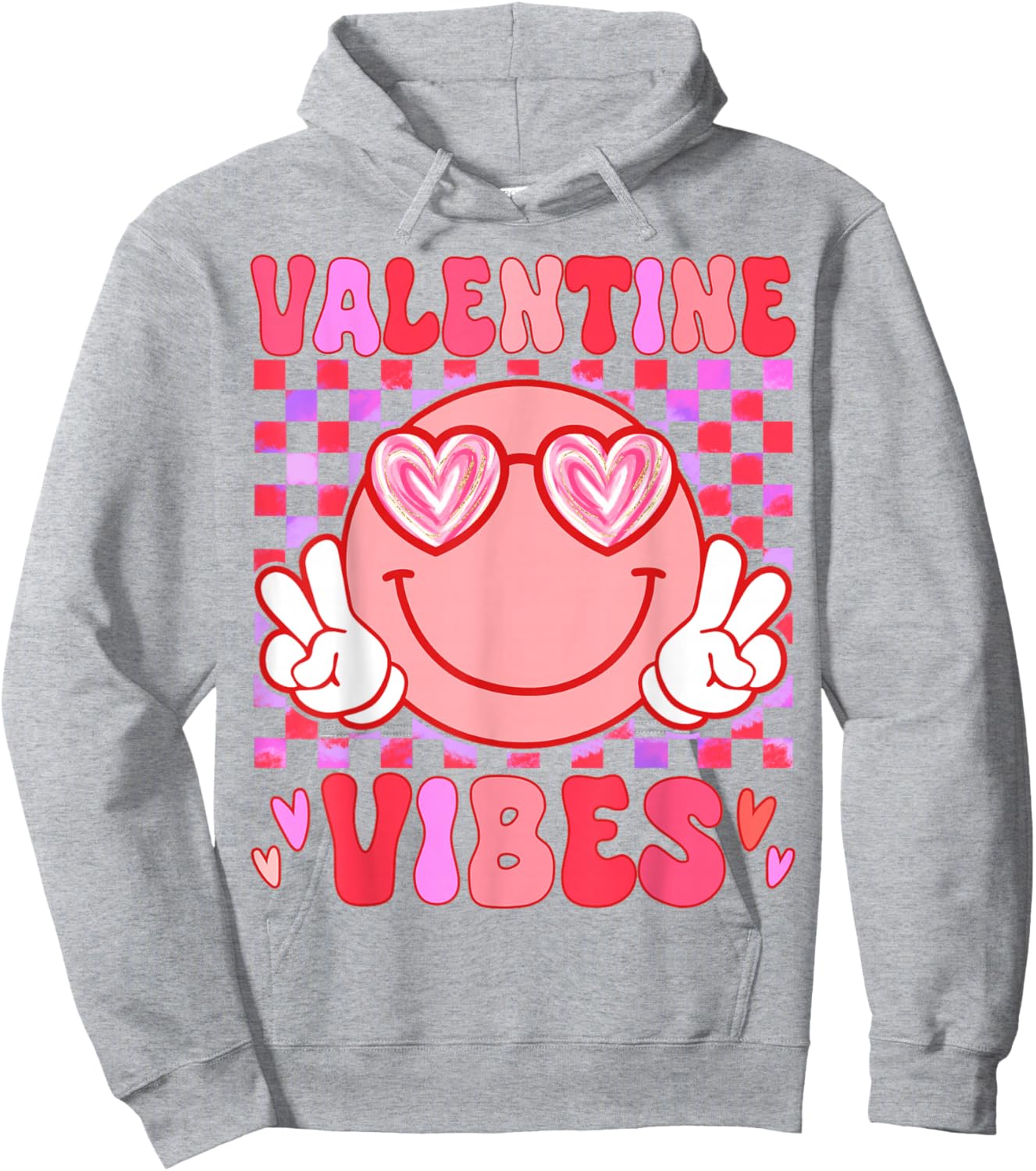 Preppy Valentine Vibes Girl Happy Valentines Day Hoodie - Hoodie | Ash