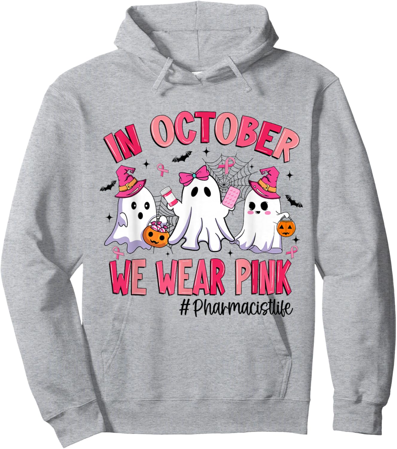 in October We Wear Pink Pharmacist Life Breast Cancer Hoodie - Hoodie | Ash