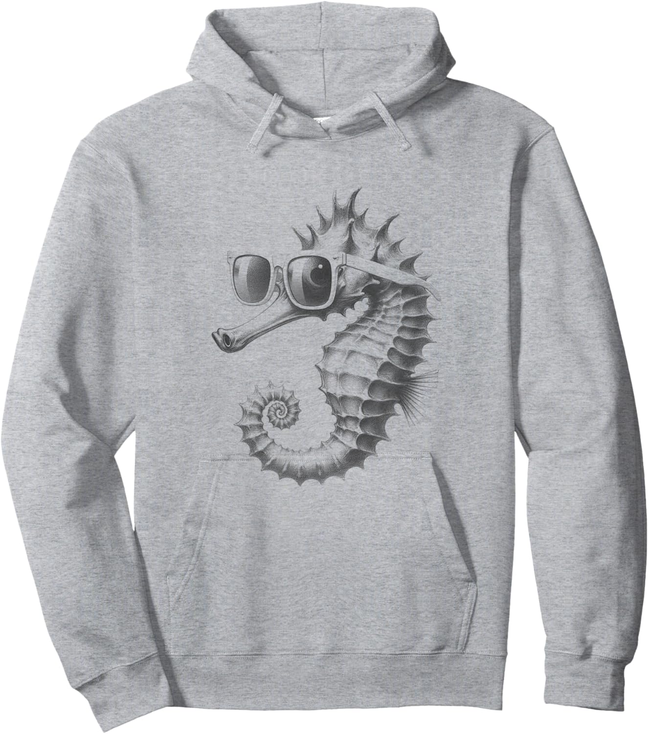 Cool Seahorse with Sunglasses Drawing Art Design Hoodie - Hoodie | Ash