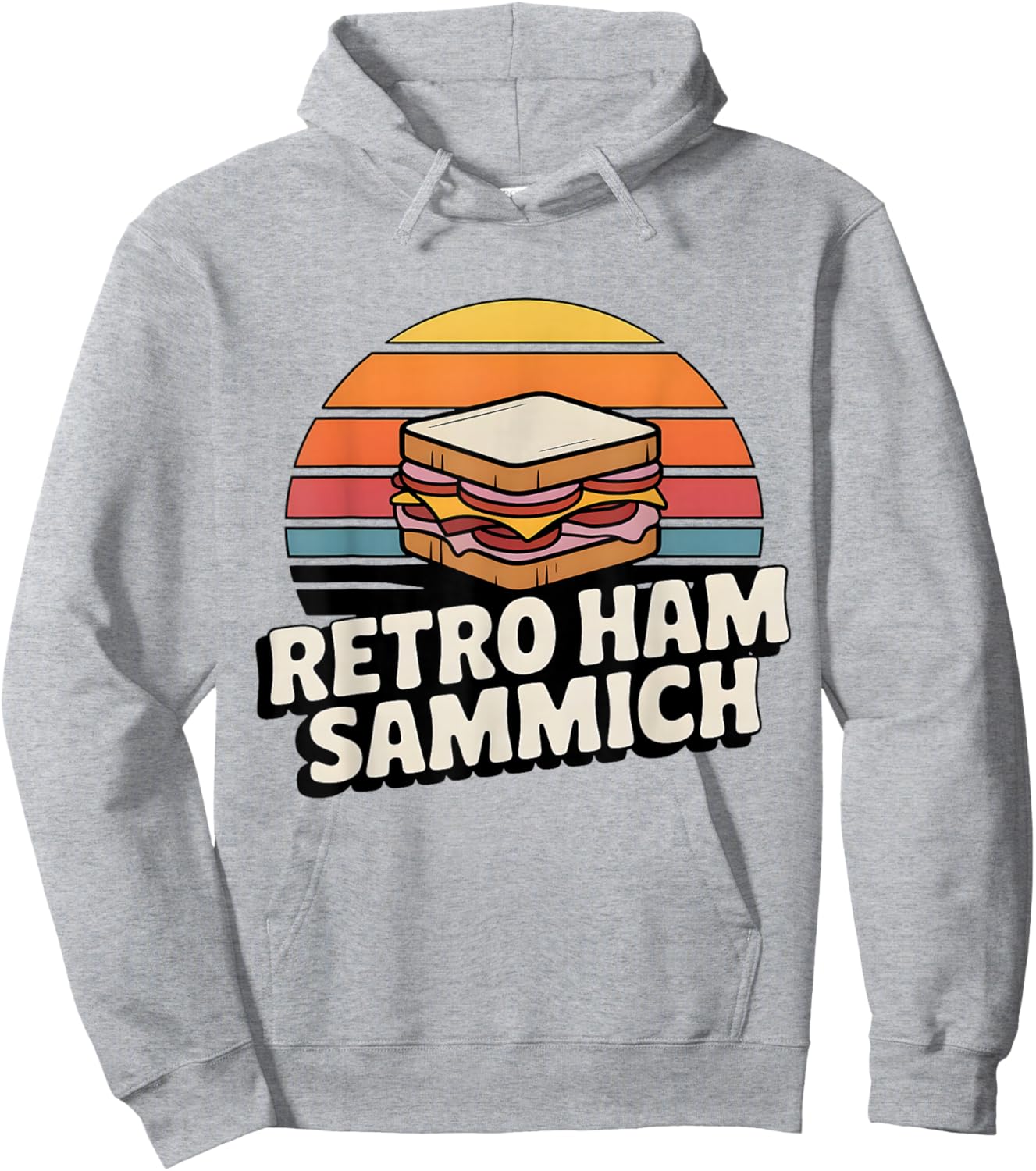 Retro Ham Sammich Funny Food Humor Vintage Deli Lovers Hoodie - Hoodie | Ash