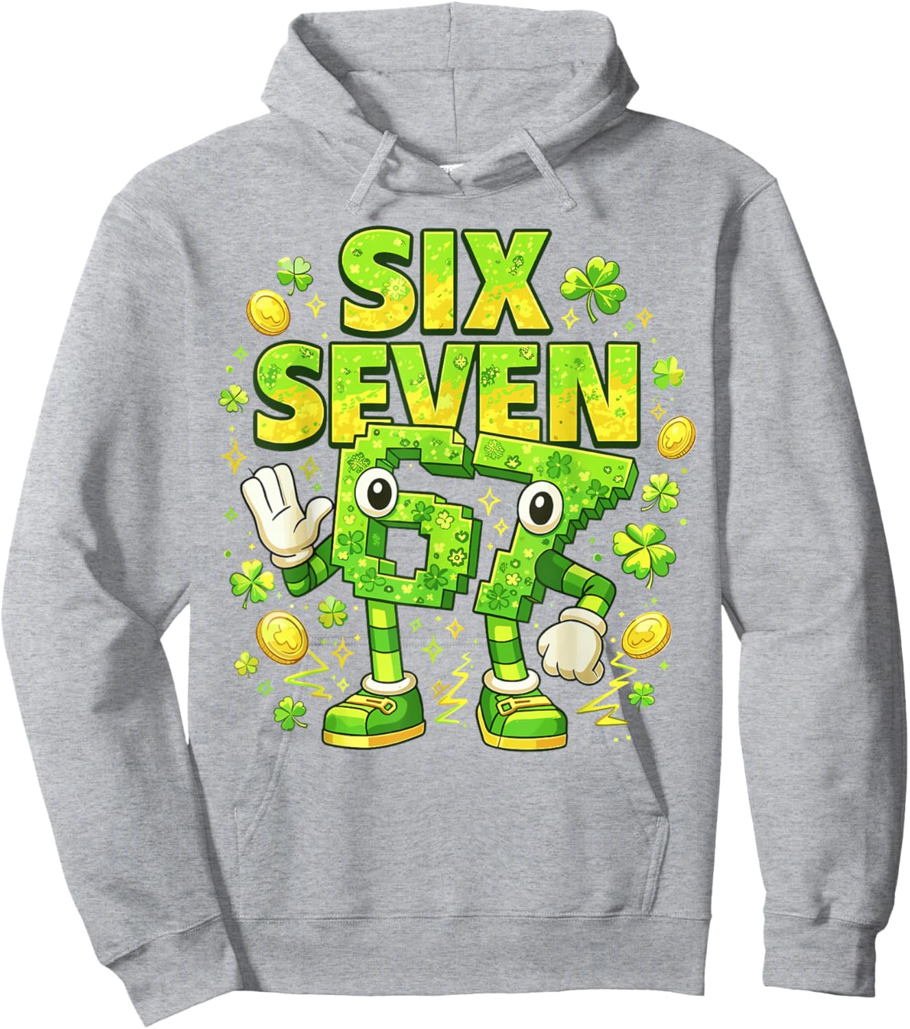 Meme 67 Six Seven 6 7 Bruh St Patrick’s Day Irish Lucky Hoodie - Hoodie | Ash