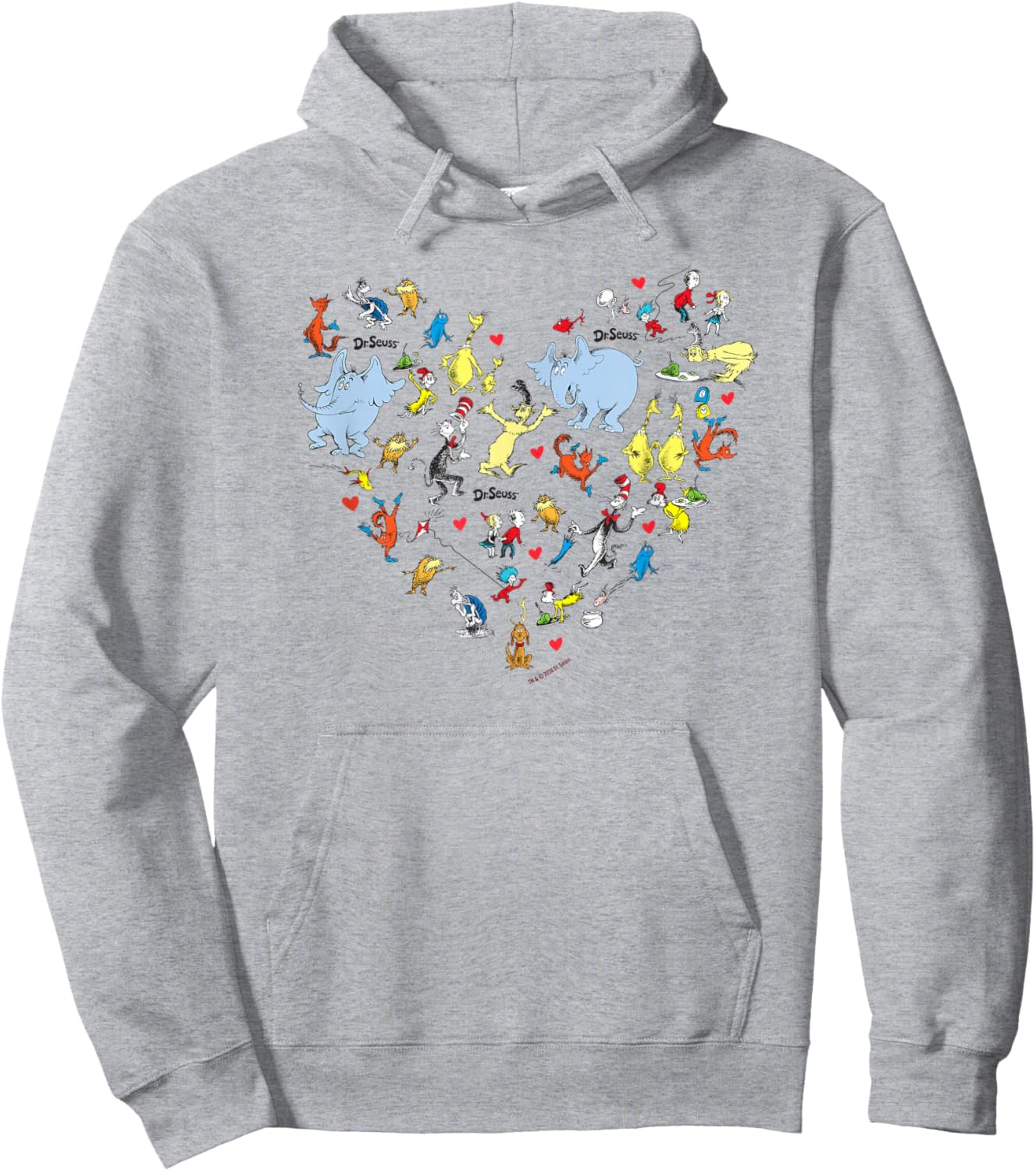 The Cat in The Hat Characters and Hearts Officially Licensed Hoodie - Hoodie | Ash