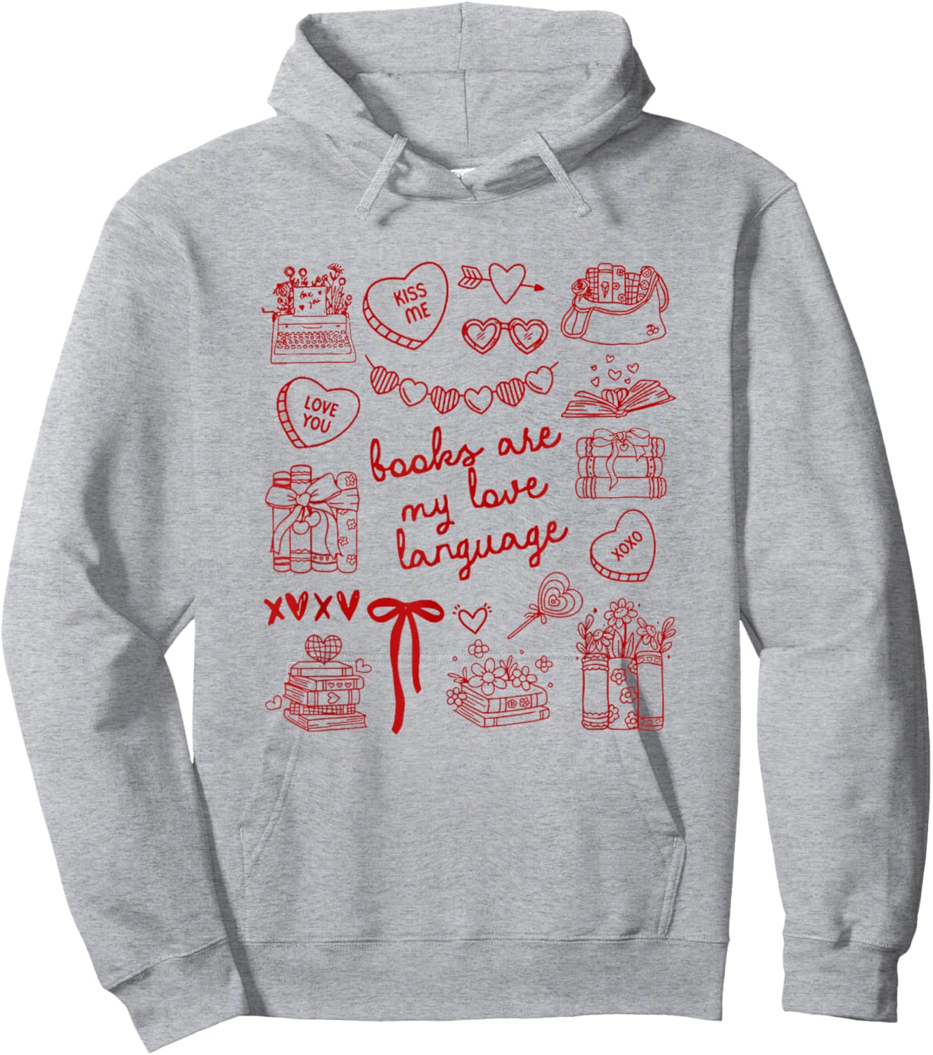 Bookish Valentine Book Lover Bookworm Librarian Aesthetic Hoodie - Hoodie | Ash