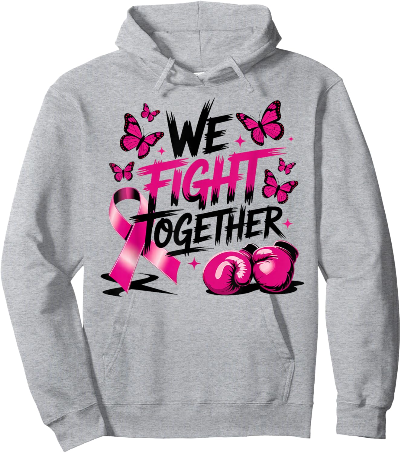 We Fight Together Breast Cancer Awareness Support Squad Hoodie - Hoodie | Ash