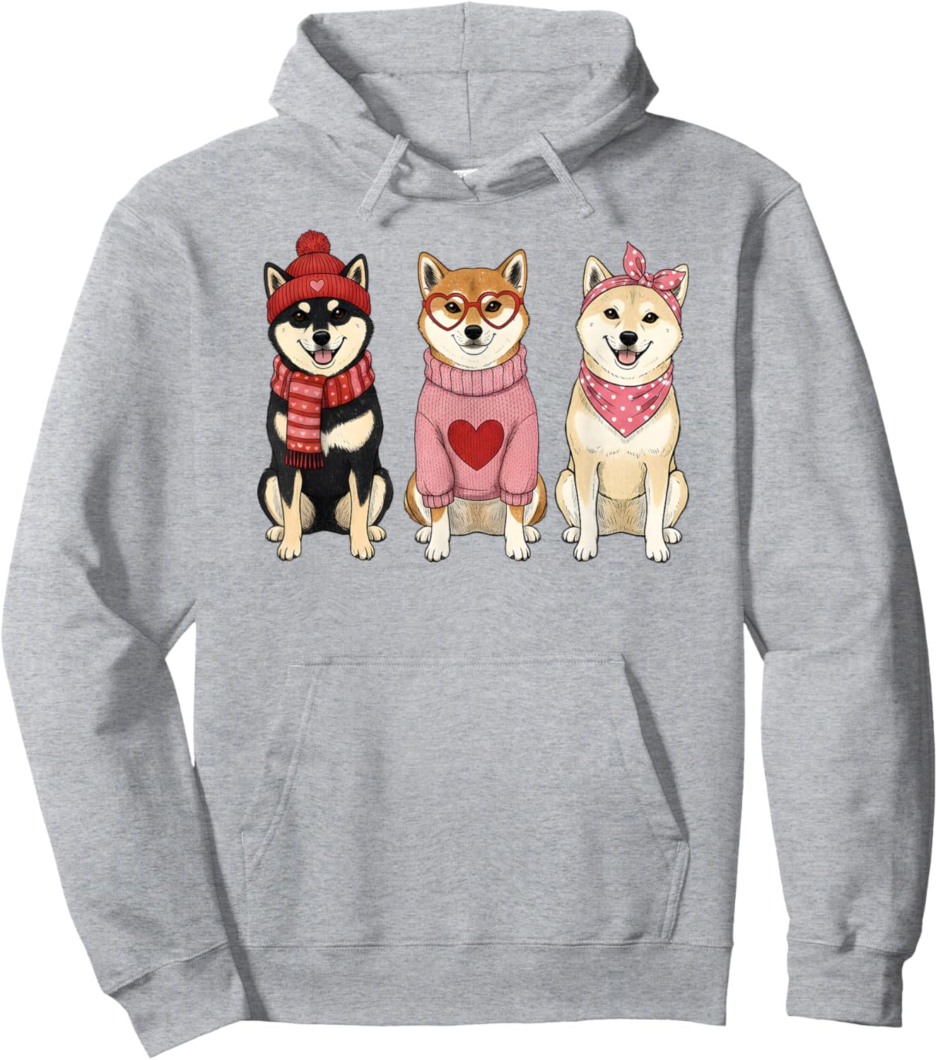 Cute Shiba Inu Valentine Dog Hoodie - Hoodie | Ash