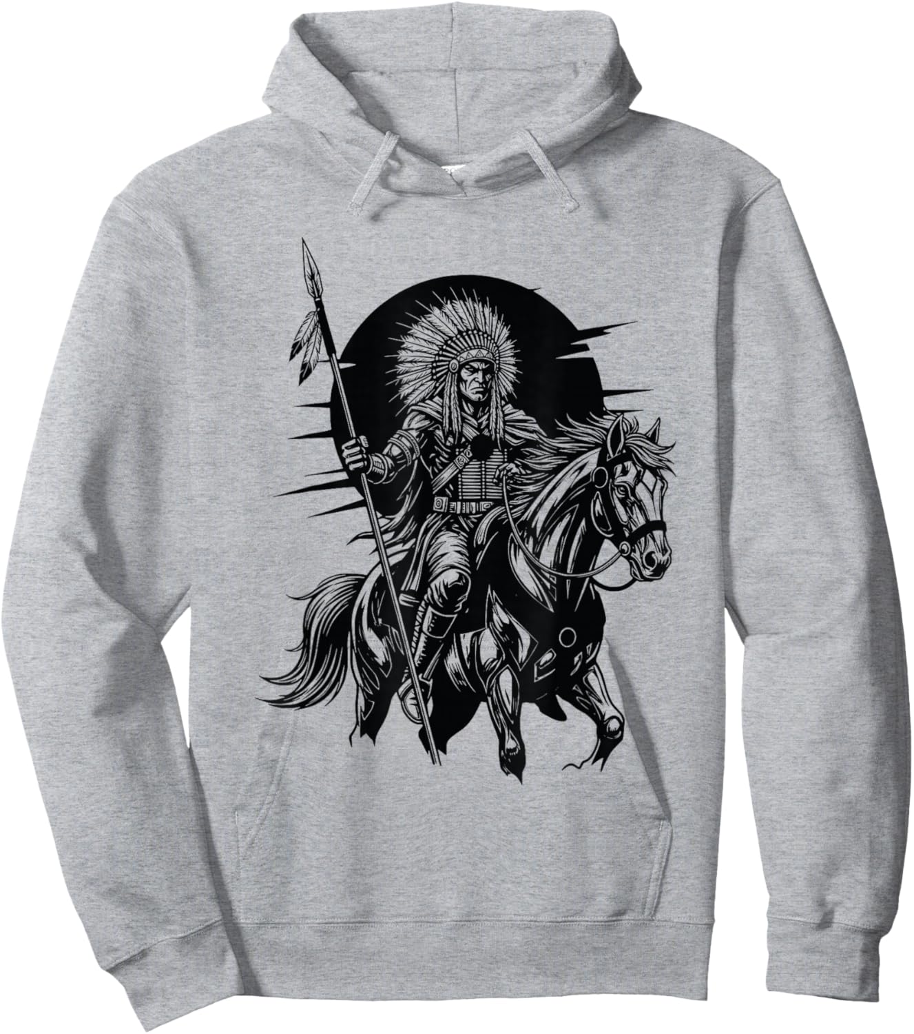 Native American Feather Indian Chief Headdress Pride Artwork Hoodie - Hoodie | Ash