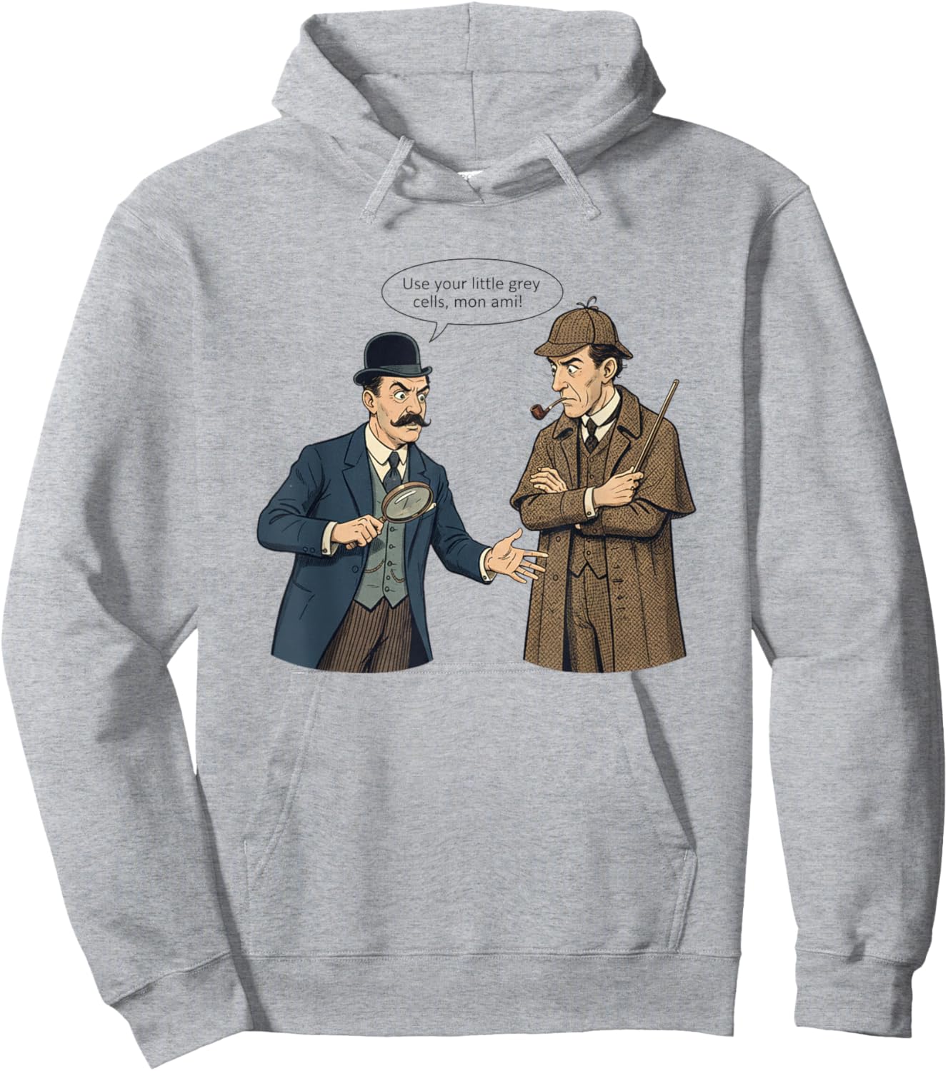 Sherlock vs Poirot Funny Detective Parody Hoodie - Hoodie | Ash