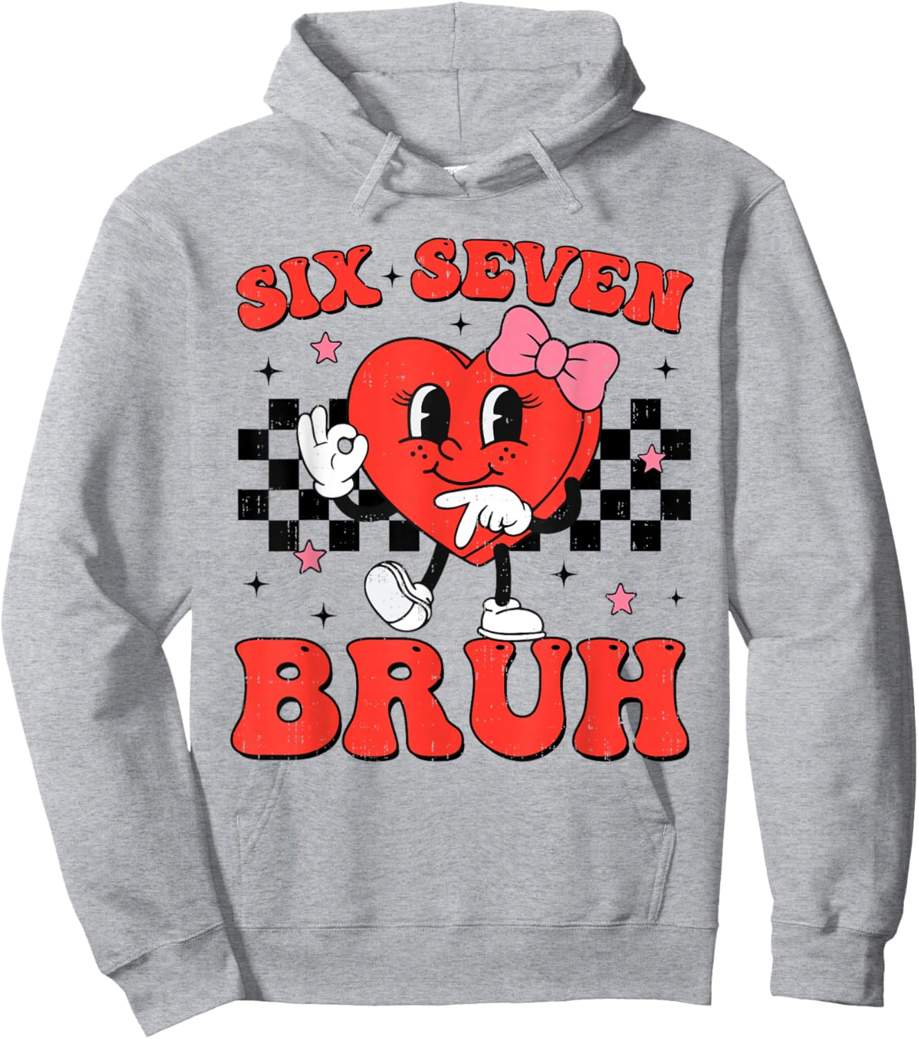 Six Seven Bruh 6 7 Meme Funny Valentines Day Girls Kids Hoodie - Hoodie | Ash