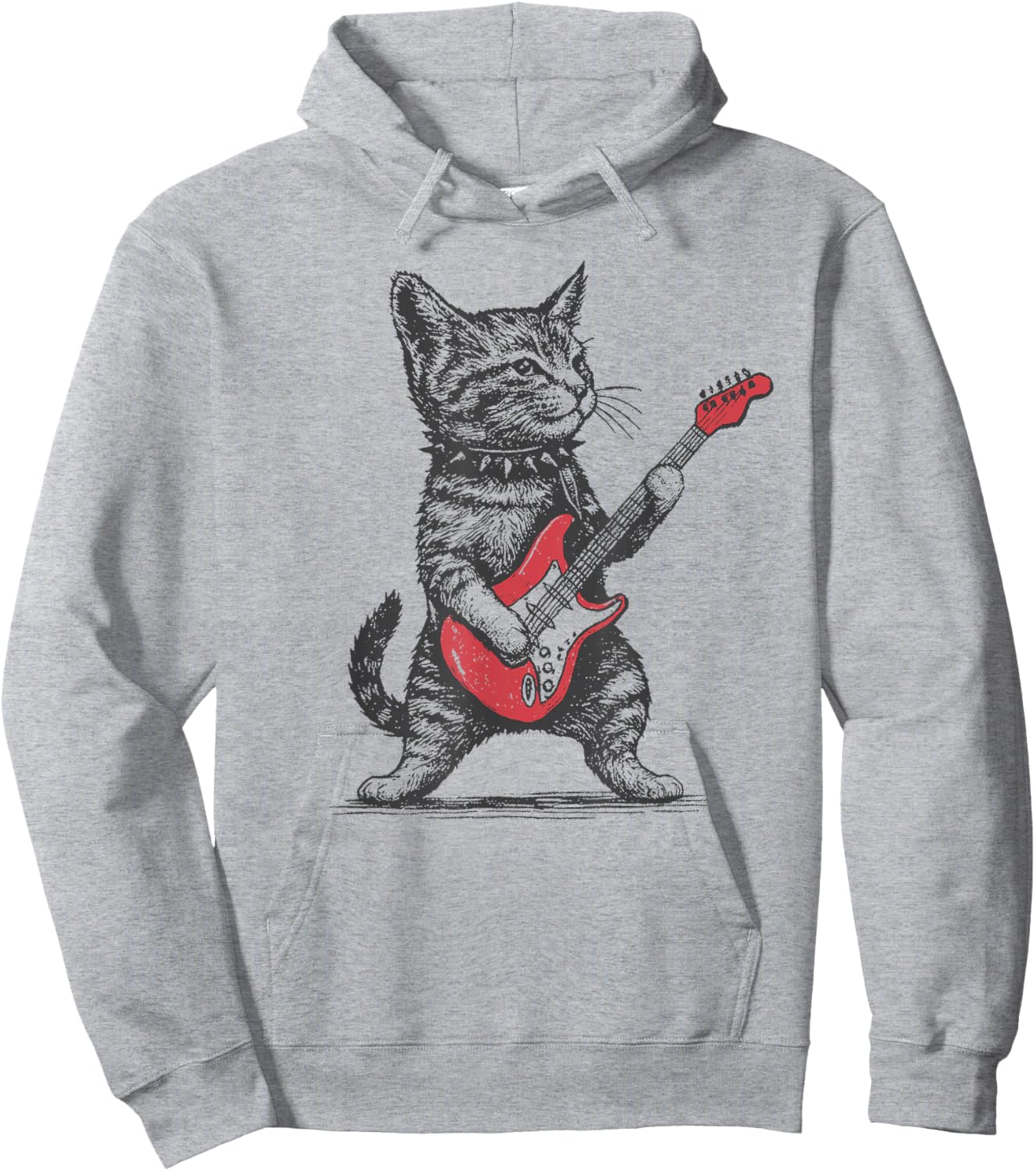 Vintage Cat Playing Guitar Hoodie - Hoodie | Ash
