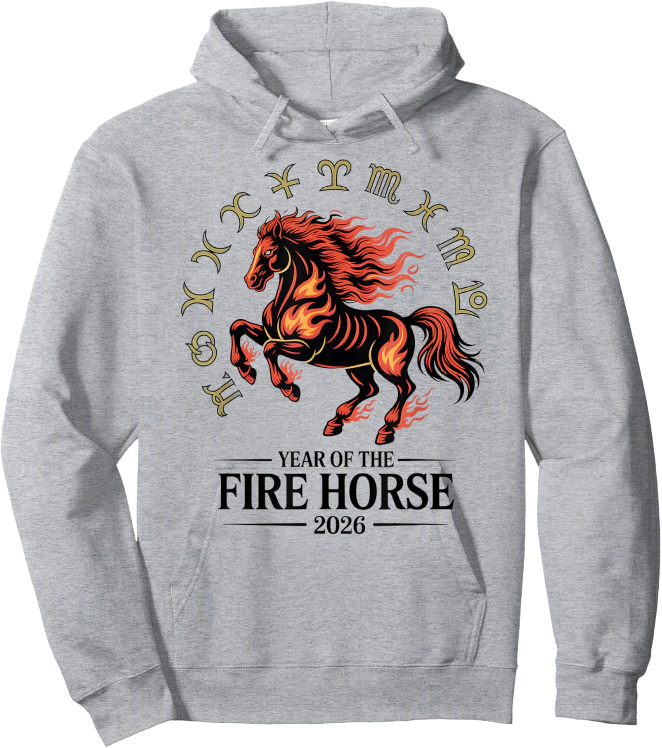 Chinese Zodiac 2026 Year of The Fire Horse Hoodie - Hoodie | Ash