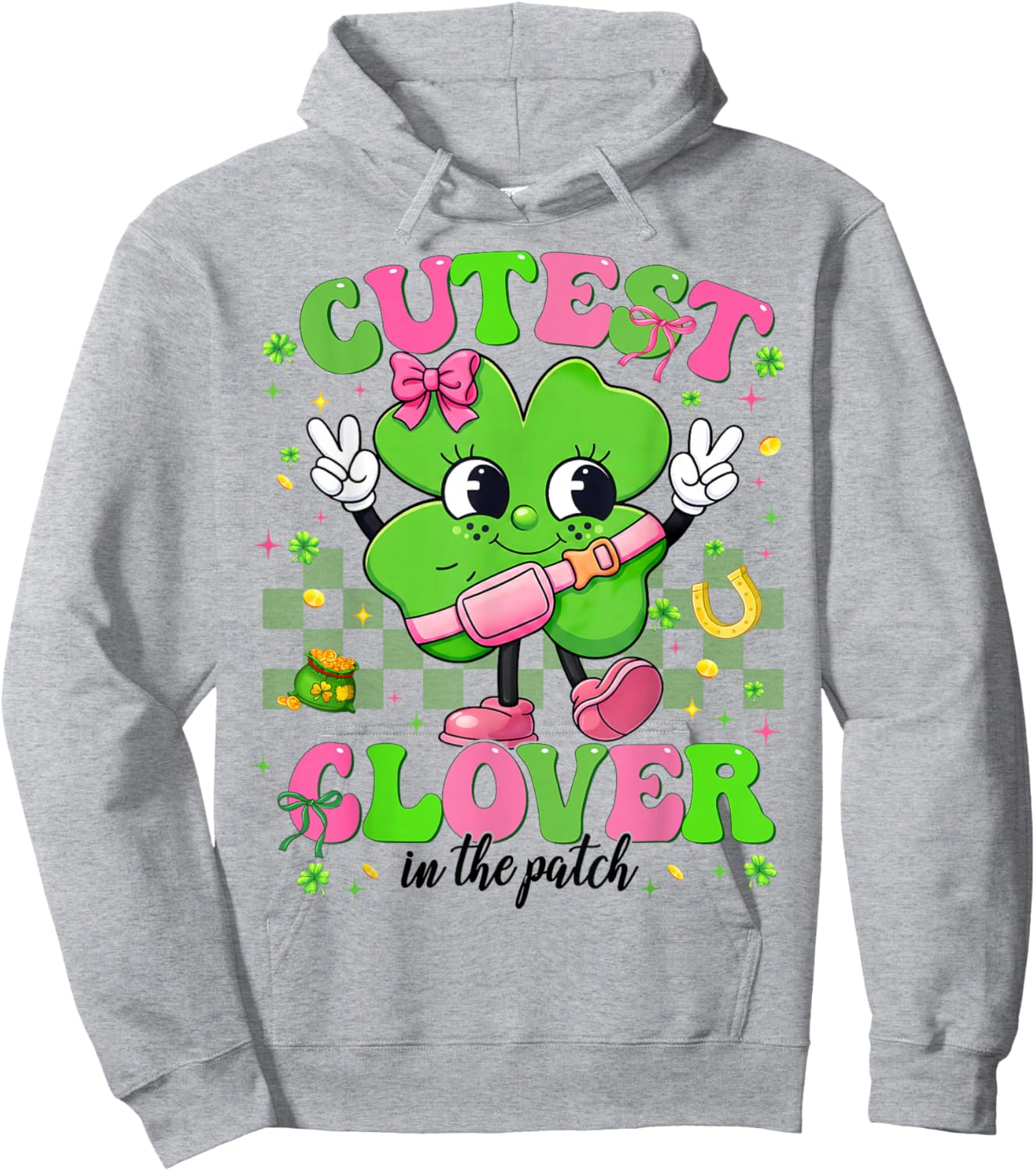 Cutest Clover Shamrock St Patricks Women Kid Toddler Girl Hoodie - Hoodie | Ash