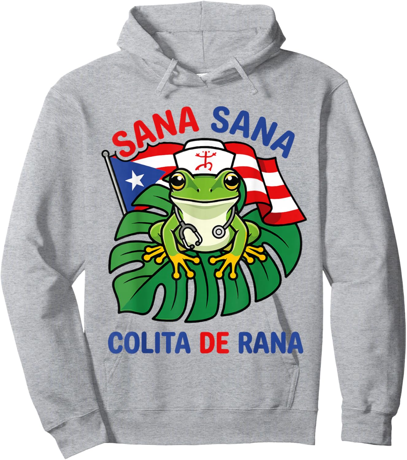 Sana Sana Colita De Rana Funny Puerto Rico Nurse Coqui Frog Hoodie - Hoodie | Ash