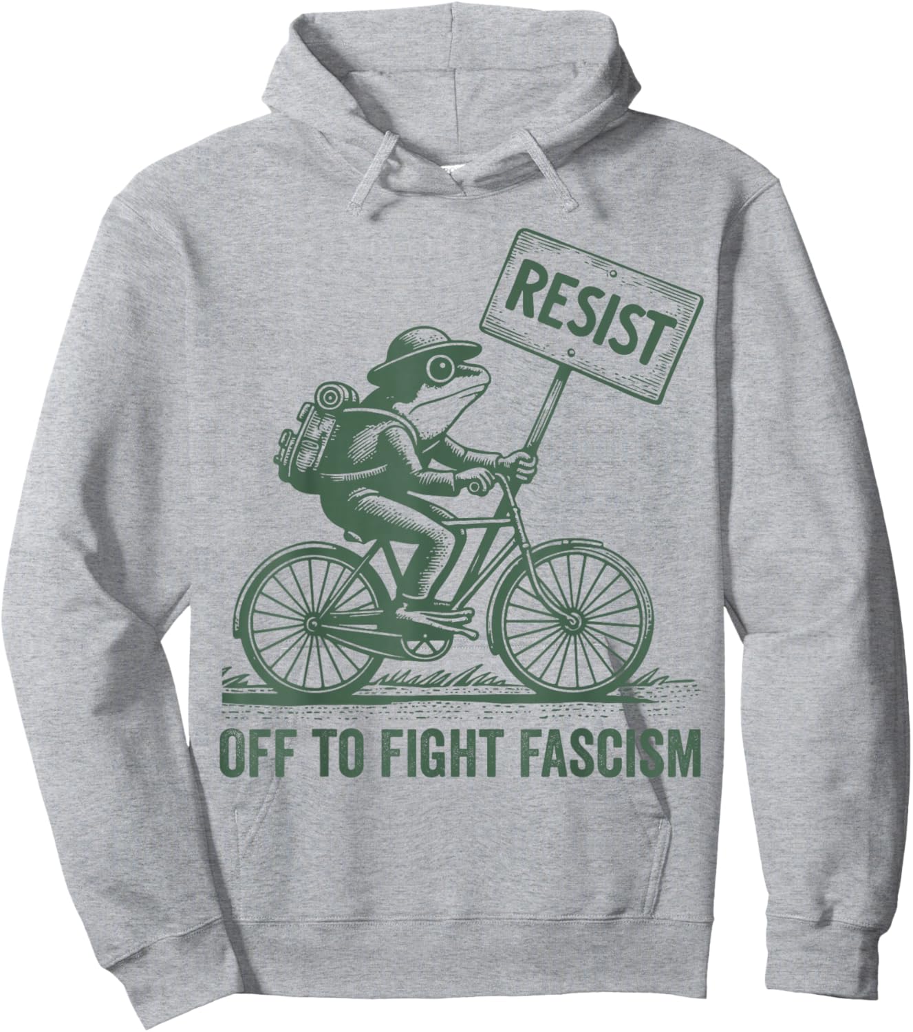 Off to Fight Fascism Portland Frog Protest Hoodie - Hoodie | Ash