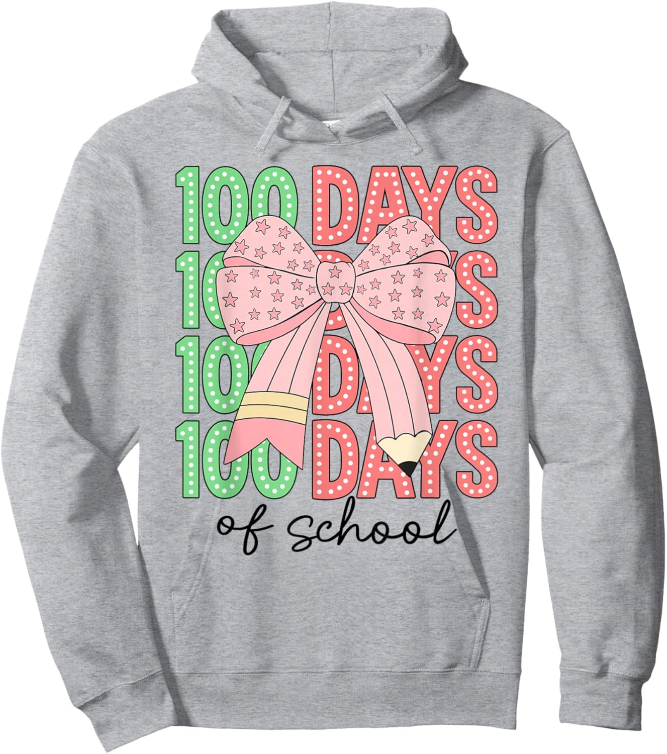 Coquette Bow 100 Days of School Teacher Kids 100th Day Hoodie - Hoodie | Ash