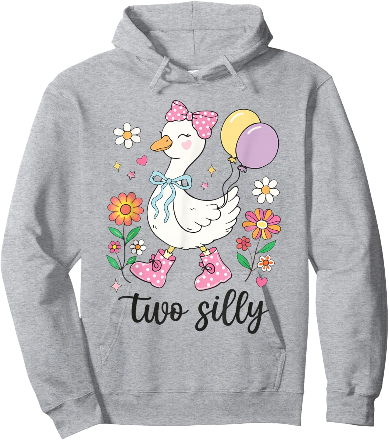 Two Silly Second Birthday Goose 2nd Birthday Hoodie - Hoodie | Ash