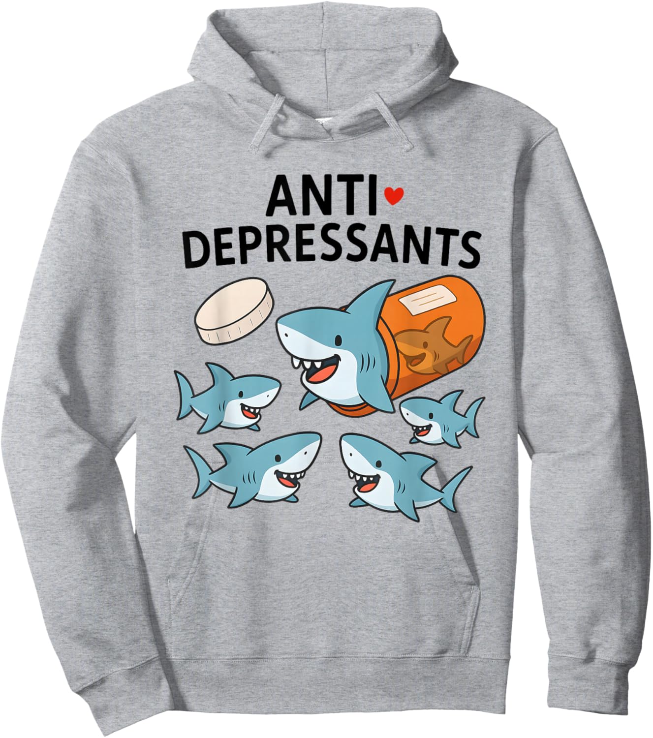 Shark Anti Depressants Hoodie - Hoodie | Ash