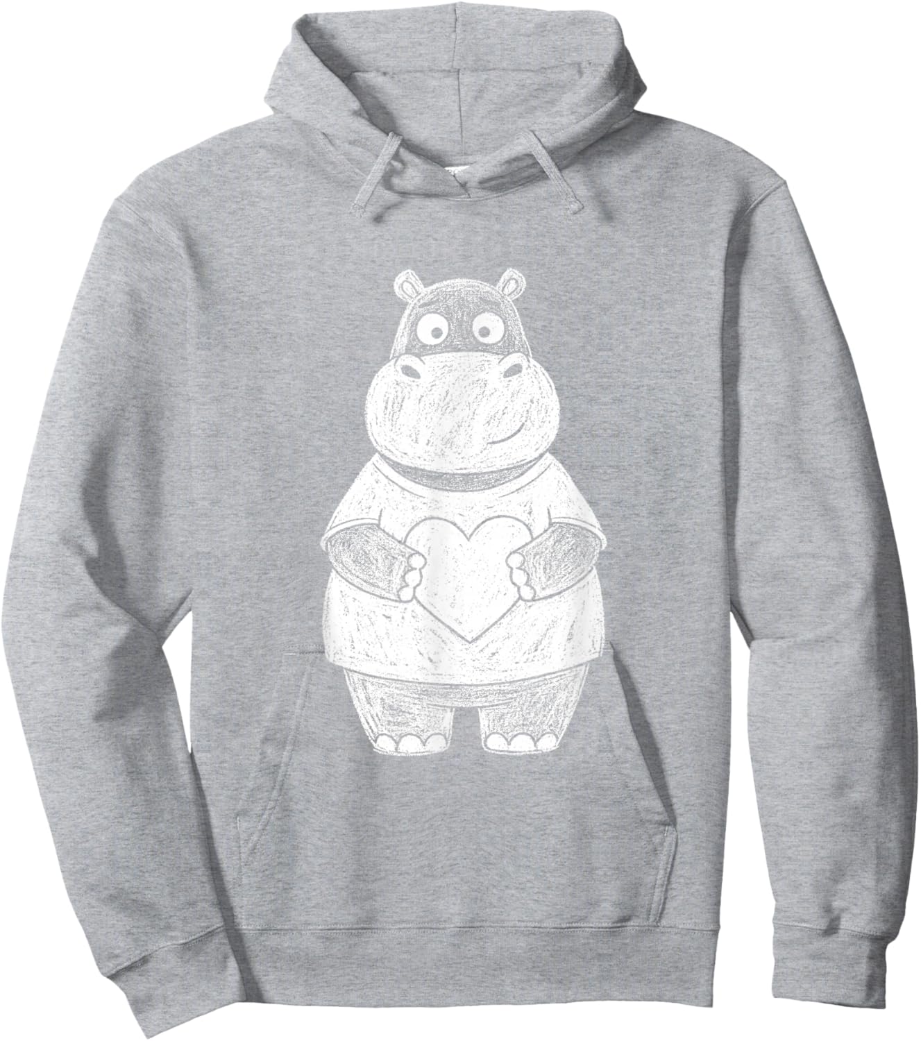Ugly Hippo Sketch Cute Kids Valentines Days Hoodie - Hoodie | Ash
