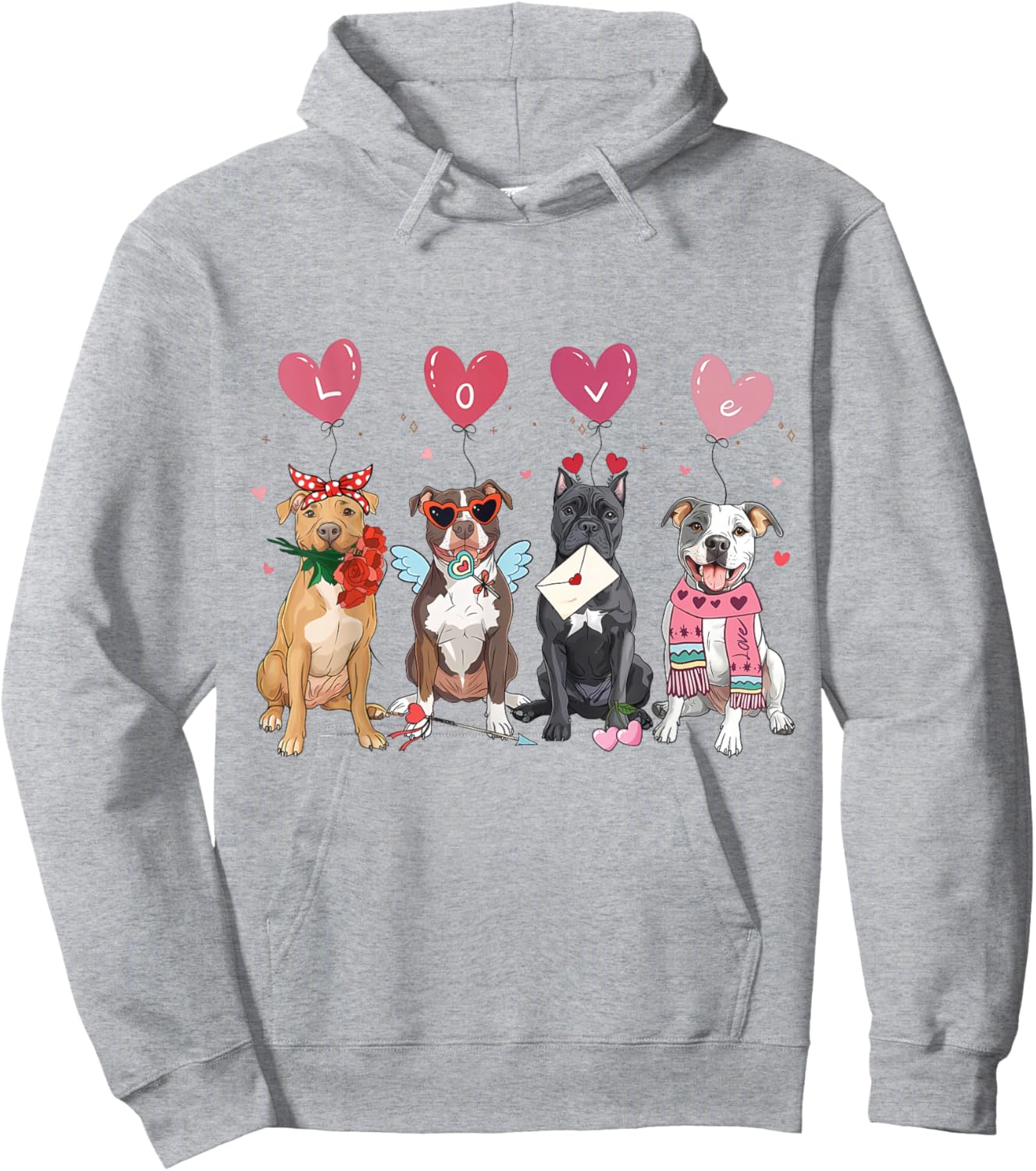 Valentine Dogs Love Cute Pitbull Dog Meme Lovers Gift XOXO Hoodie - Hoodie | Ash