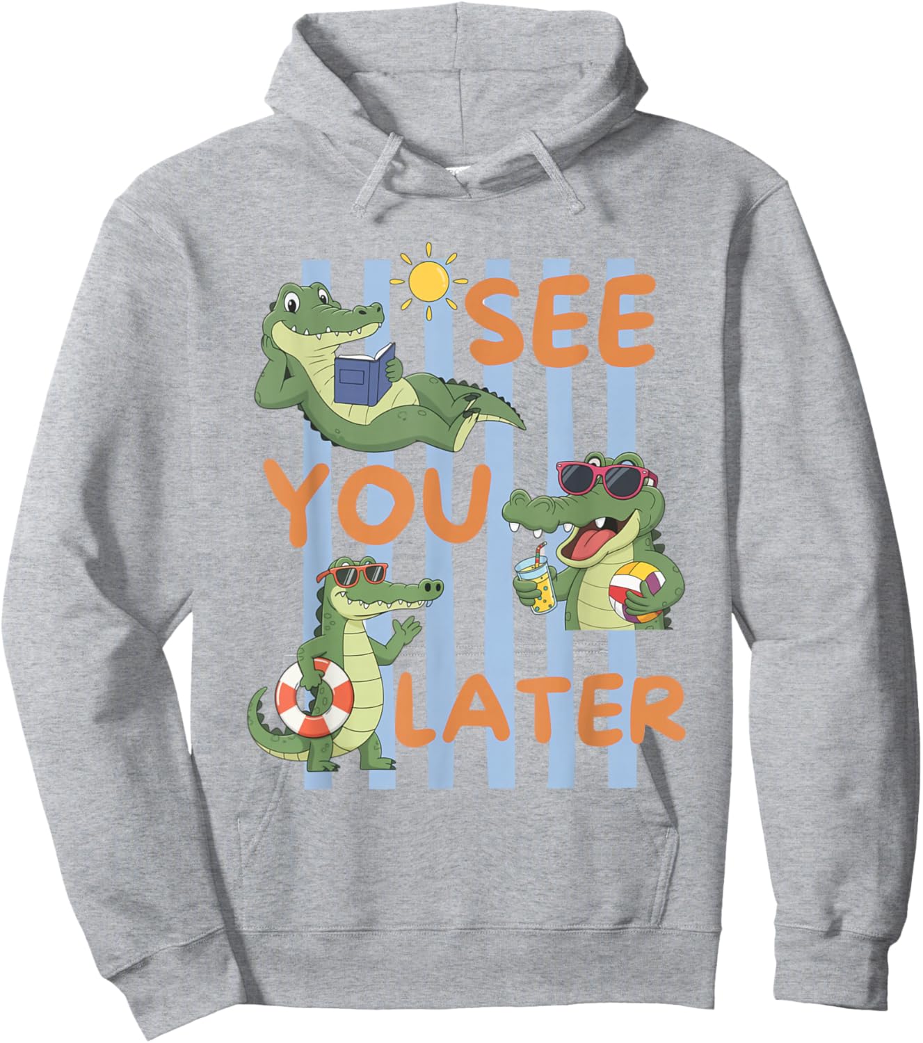 Women Striped See You Later Alligator End of Year Teacher Hoodie - Hoodie | Ash