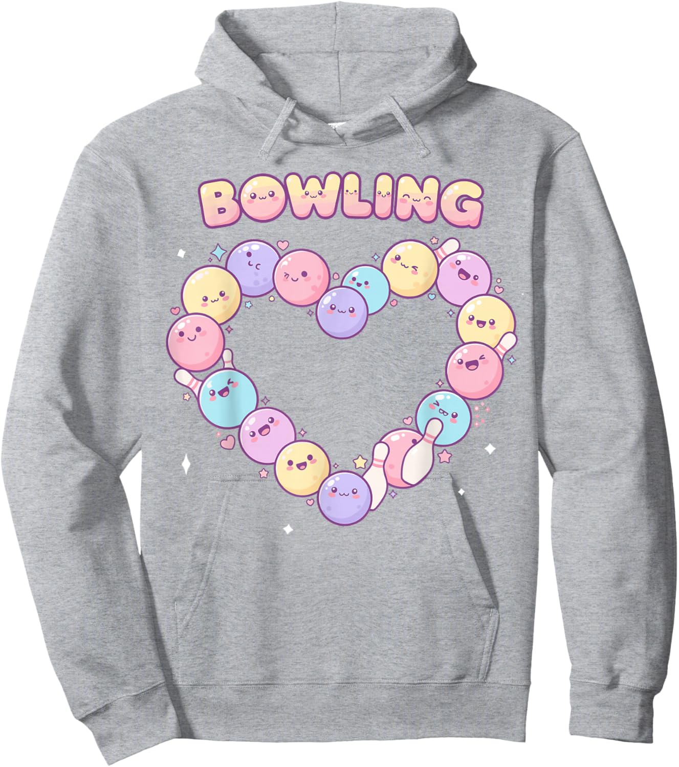 Bowling Shirts Retro, Bowling Love Rainbow Heart Hoodie - Hoodie | Ash