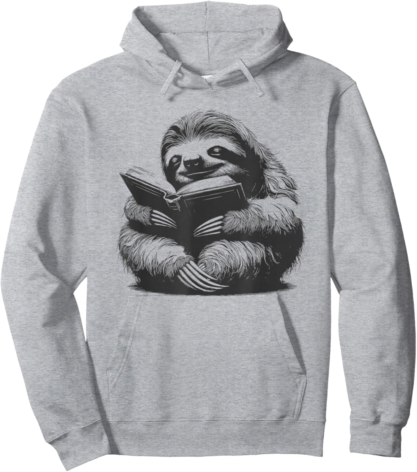 Sleepy Sloth Reading Book Cute Vintage Animal Graphic Hoodie - Hoodie | Ash