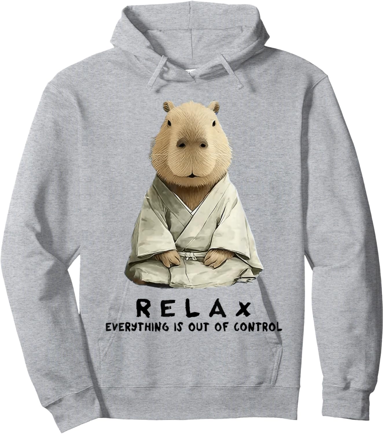 Relax Everything is Out of Control Funny Zen Capybara Art Hoodie - Hoodie | Ash