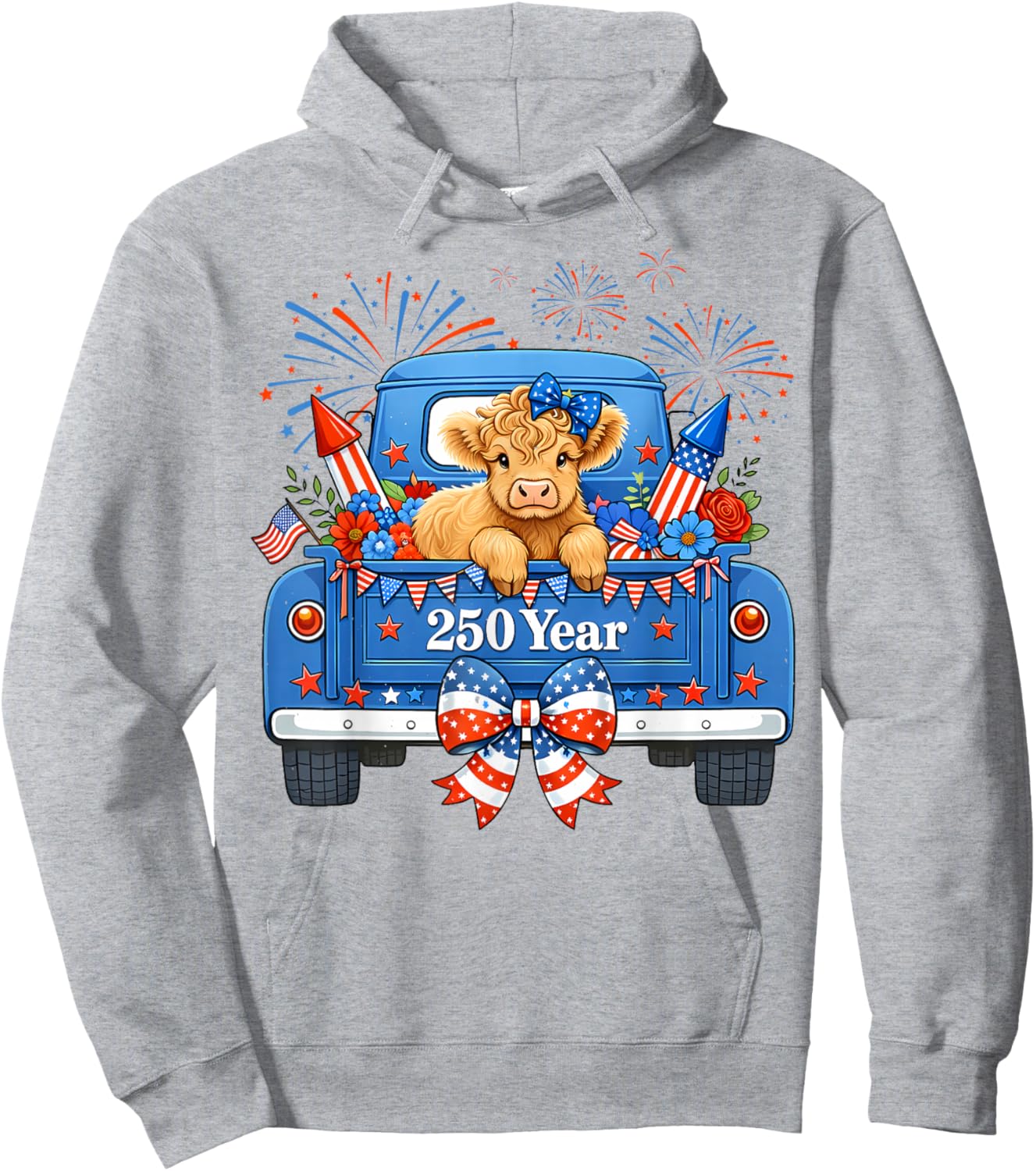 USA 250th Birthday 1776 2026 Women Adult 4th of July Hoodie - Hoodie | Ash
