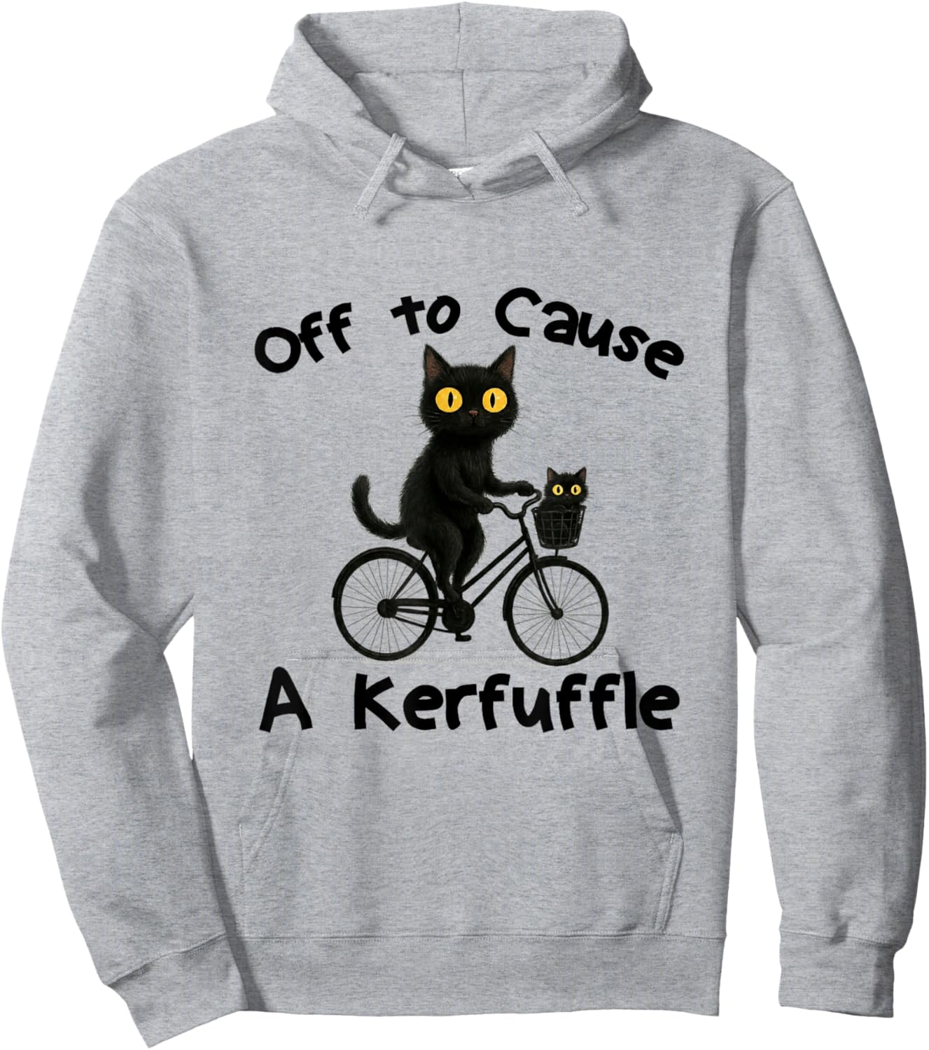 Off to Cause A Kerfuffle Funny Black Cat Meme Hoodie - Hoodie | Ash