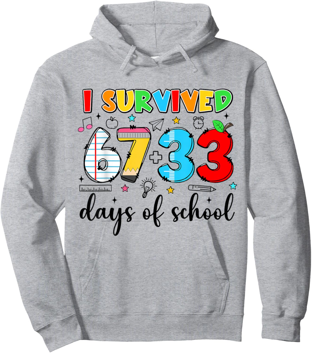 I Survived 67+33 Days of School Funny 100th Day Teacher Kids Hoodie - Hoodie | Ash
