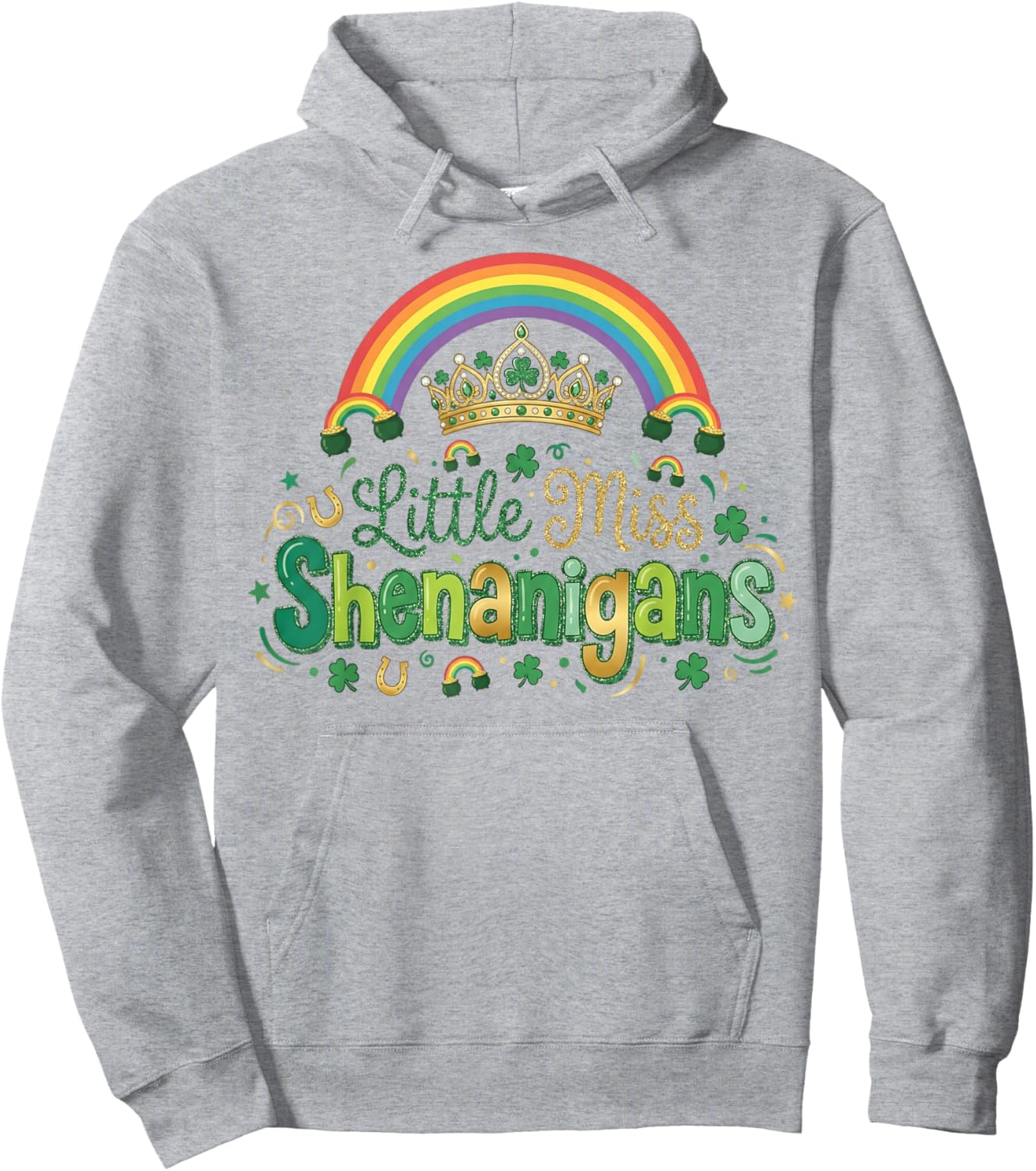 Little Miss Shenanigans St Patricks Day Girls St Paddys Day Hoodie - Hoodie | Ash