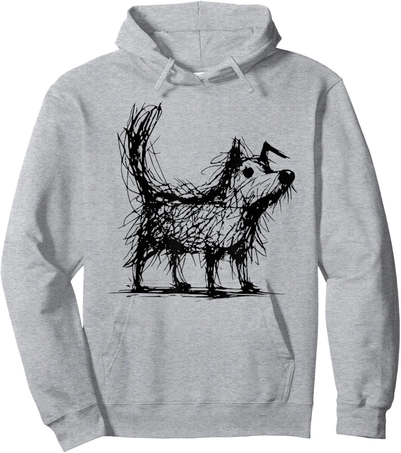 Minimal Line Art Minimalist Abstract Sketch Scribble Dog Hoodie - Hoodie | Ash