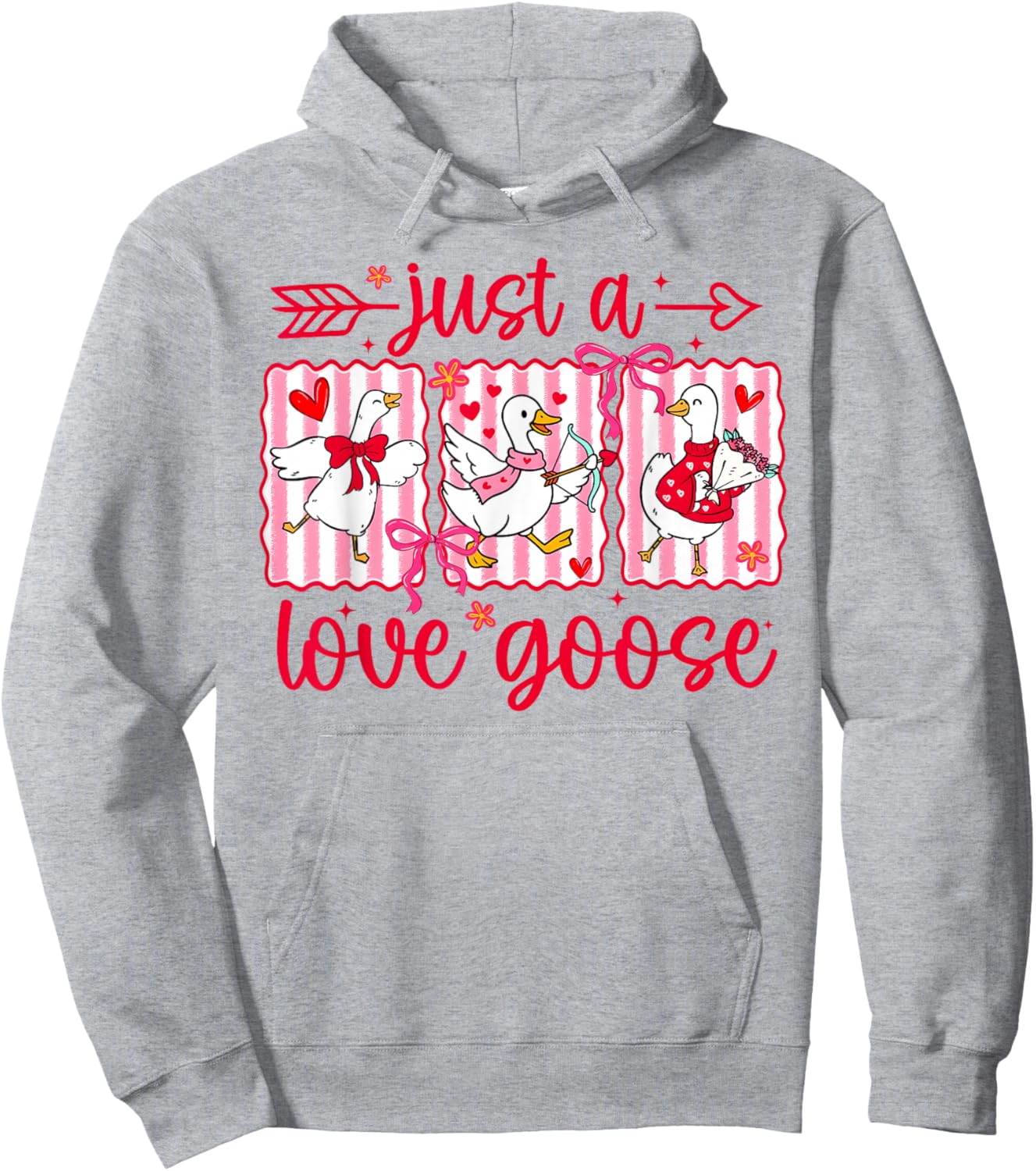 Valentine Just A Love Silly Goose Duck Girl Women Hoodie - Hoodie | Ash